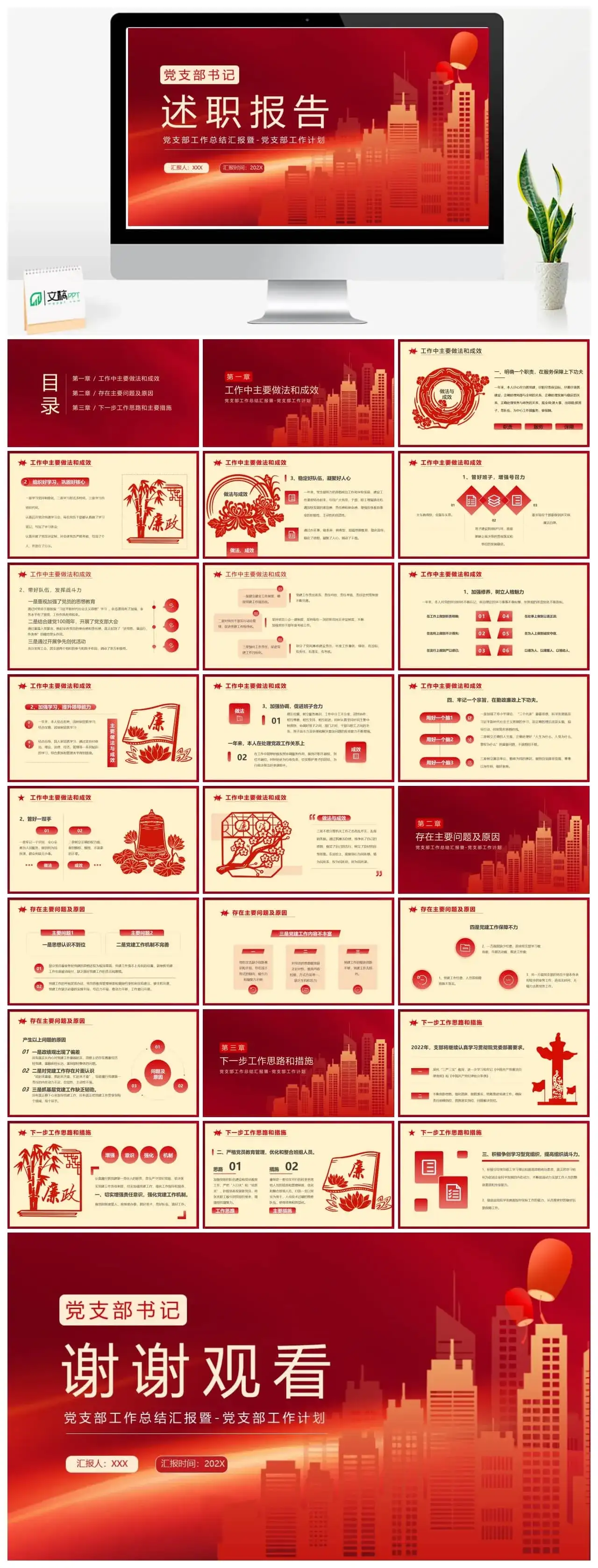 党政工作述职报告ppt模板