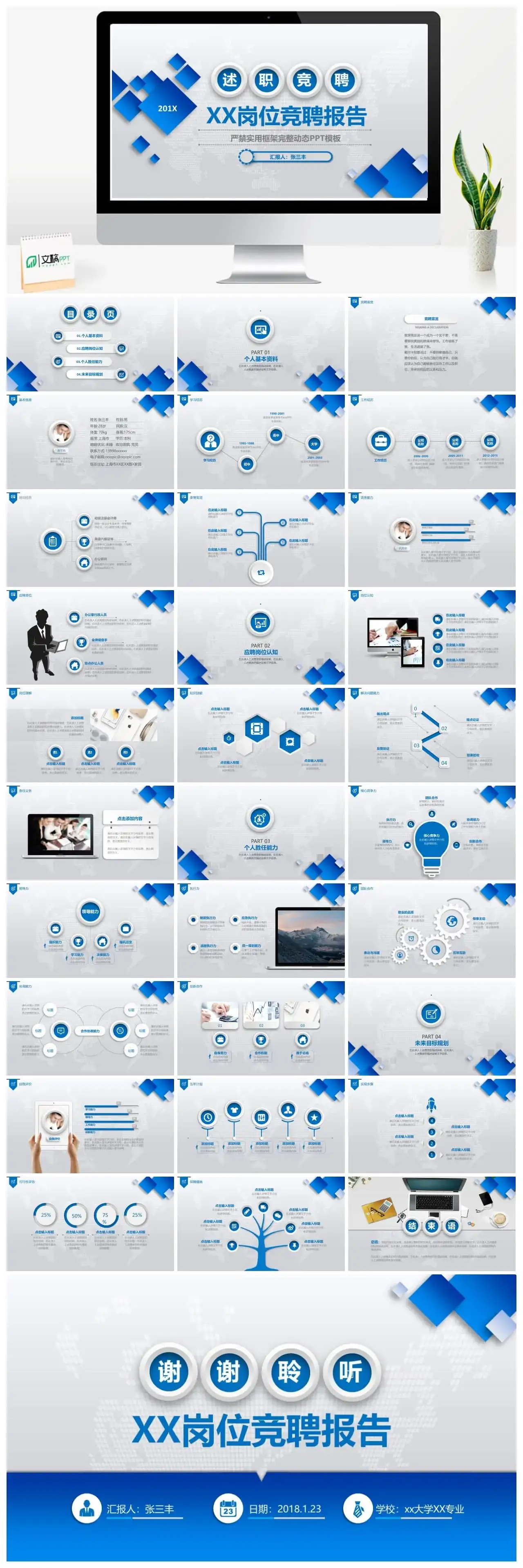 时尚微粒体岗位竞聘报告PPT模板