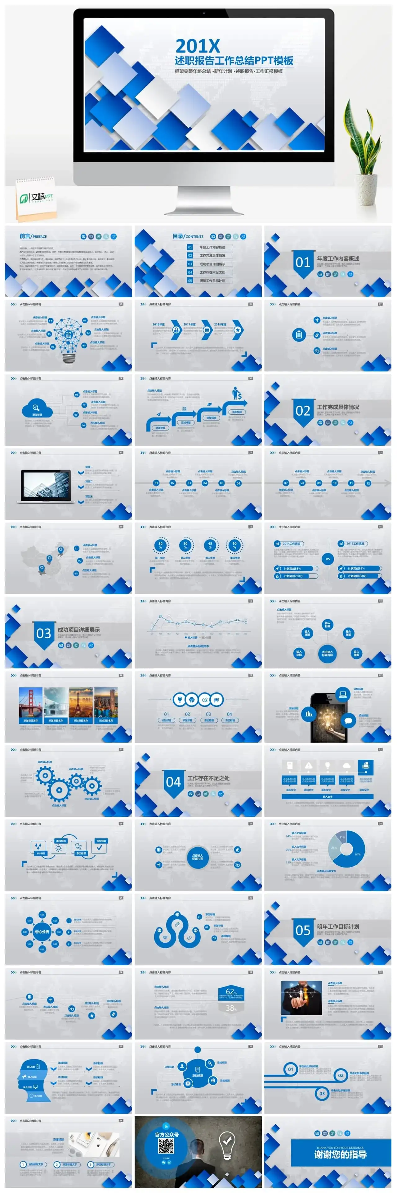 201X述职报告工作总结PPT模板