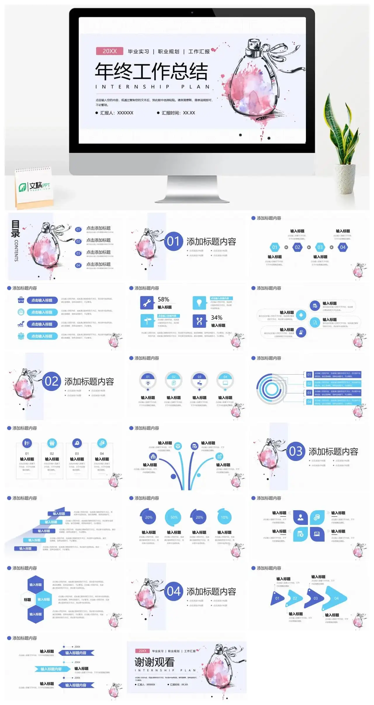 个性年终工作总结汇报通用ppt模板