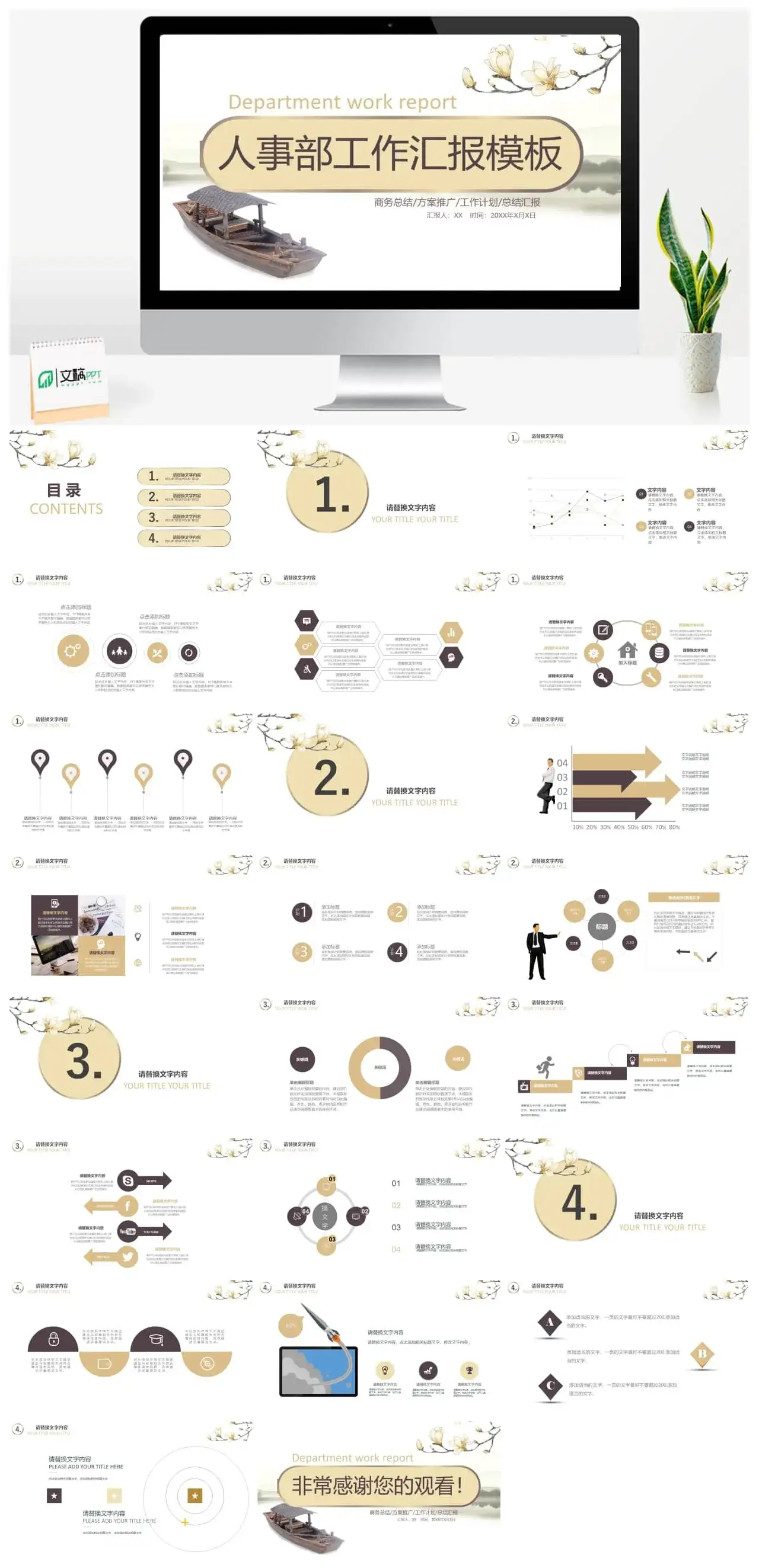 人事行政部门工作总结汇报工作计划PPT模板 人事行政部门工作总结汇报工作计划PPT模板