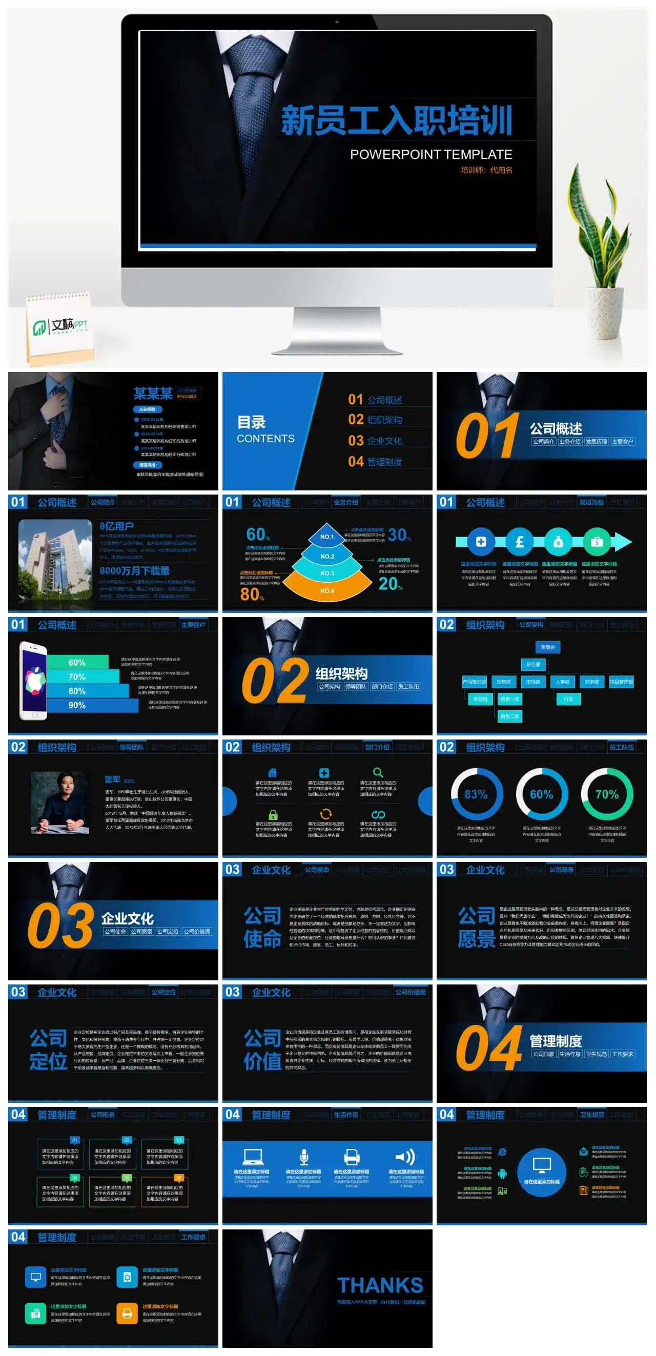 暗黑商务风格公司新员工入职培训PPT模板