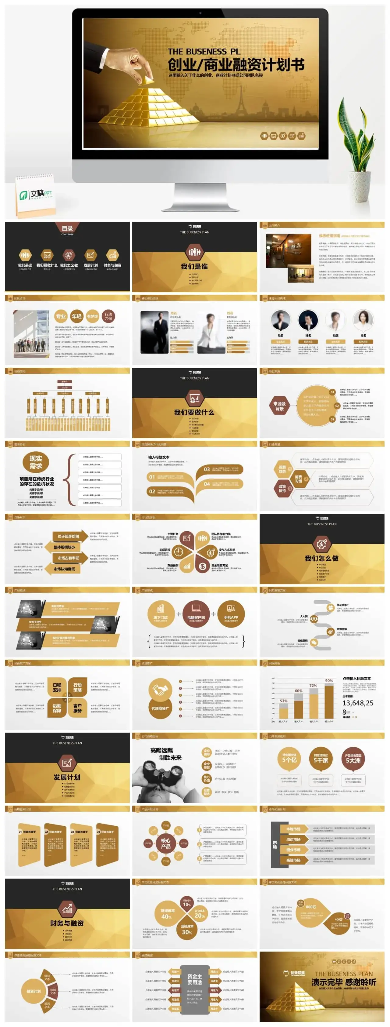 创意金字塔创业融资商业计划书PPT模板