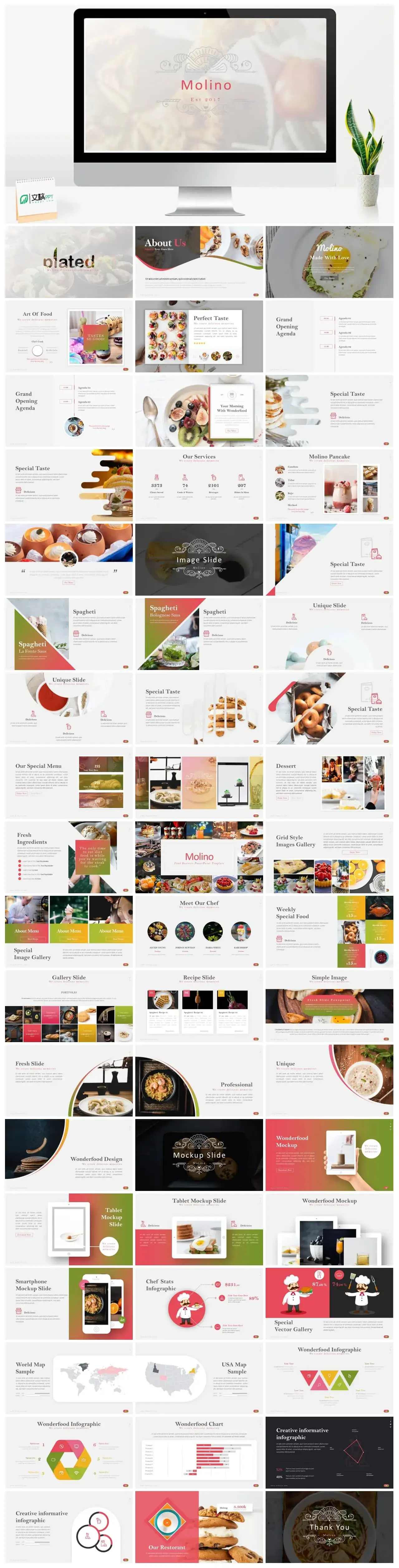 红色食物商务ppt模板