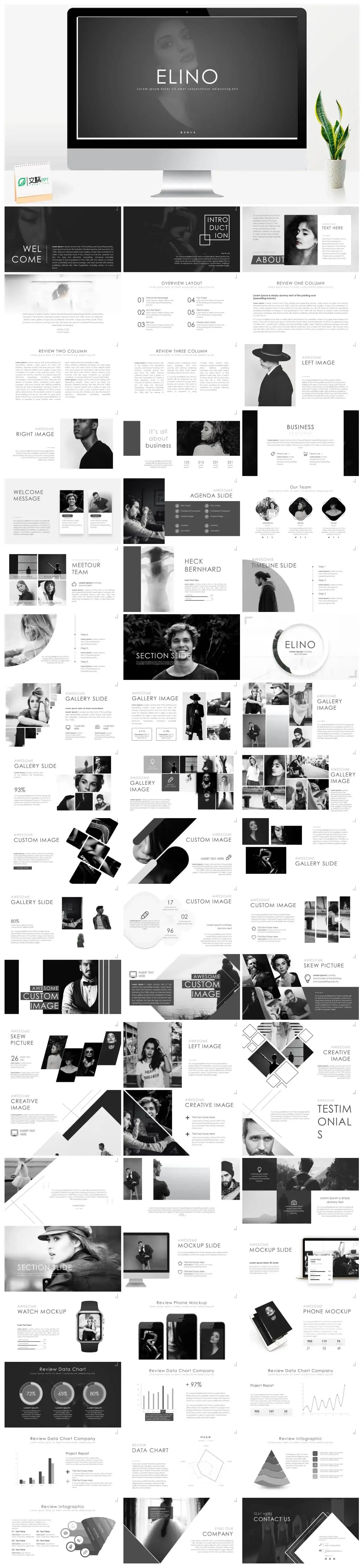 黑白杂志PPT模版