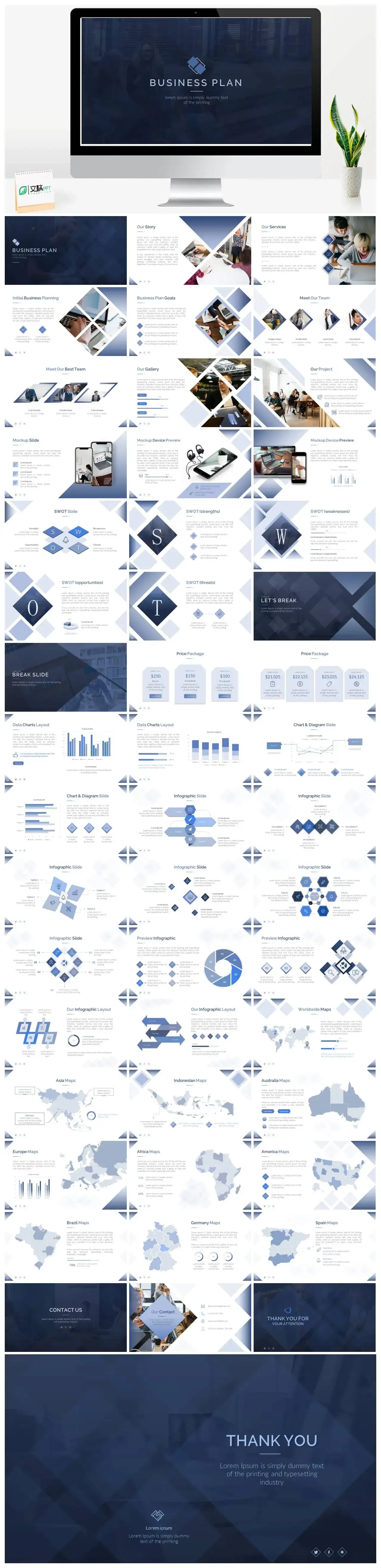 深蓝色企业计划商务风ppt模板