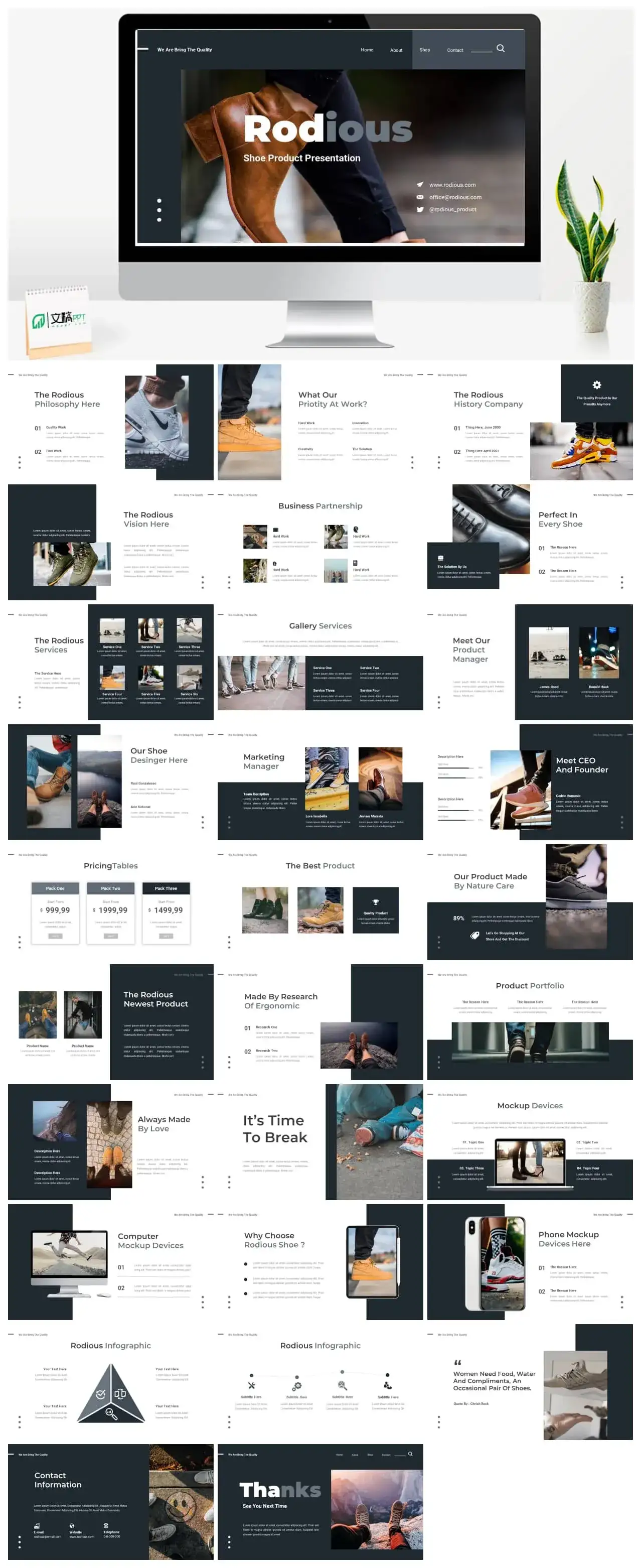 黑色鞋子商务ppt模板