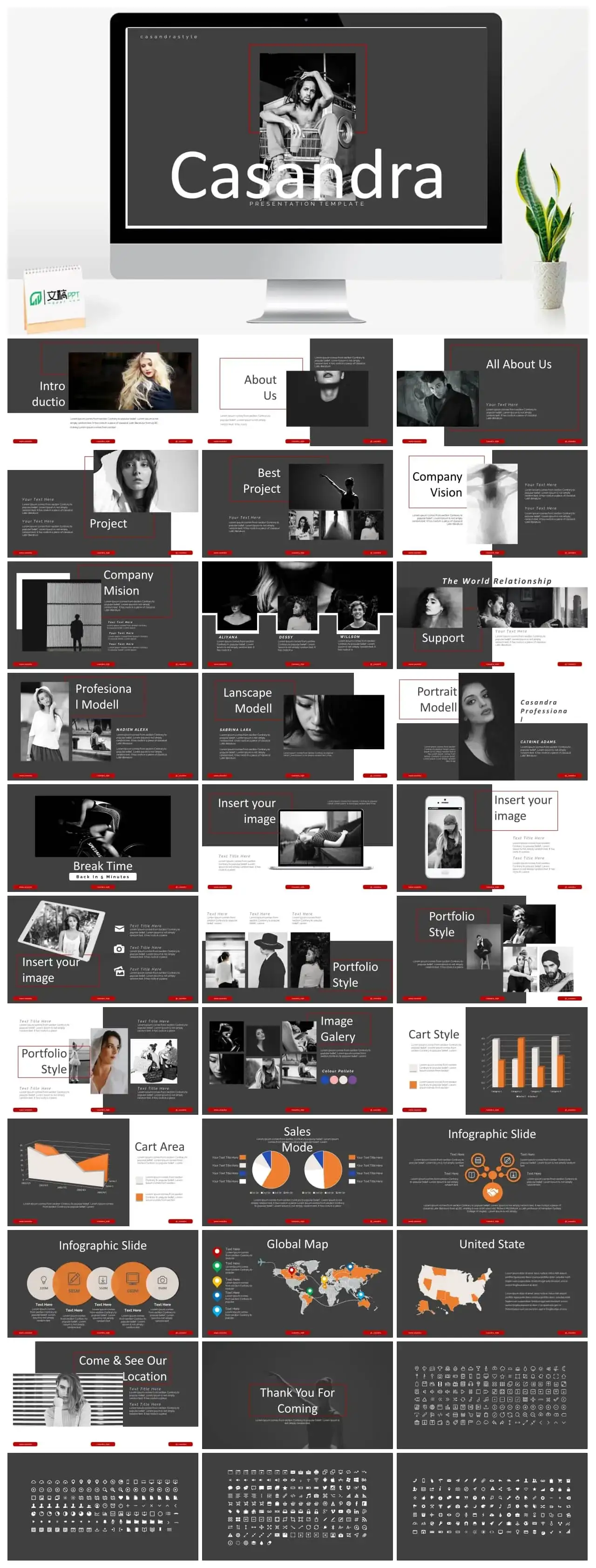 黑白人物商务PPT模版