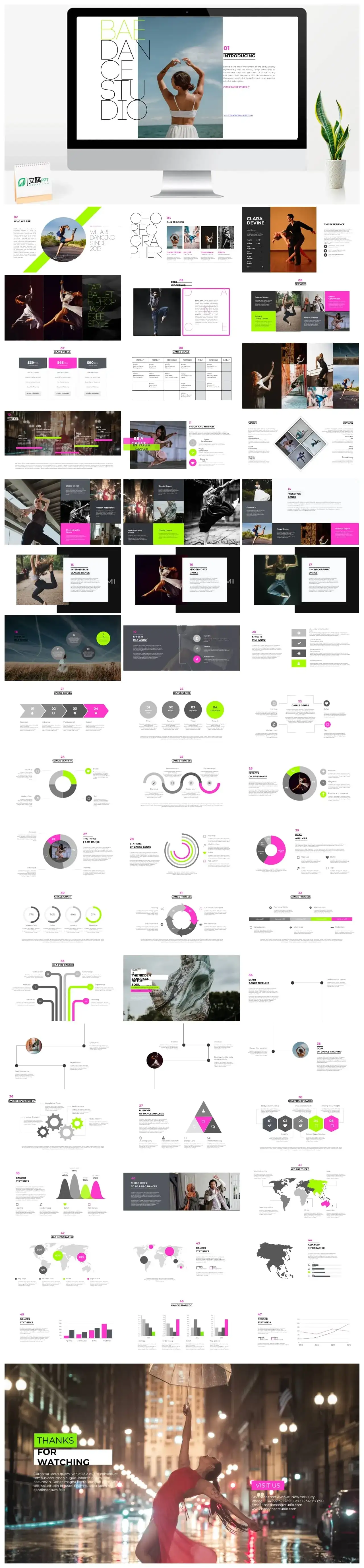 黑白舞蹈商务PPT模版