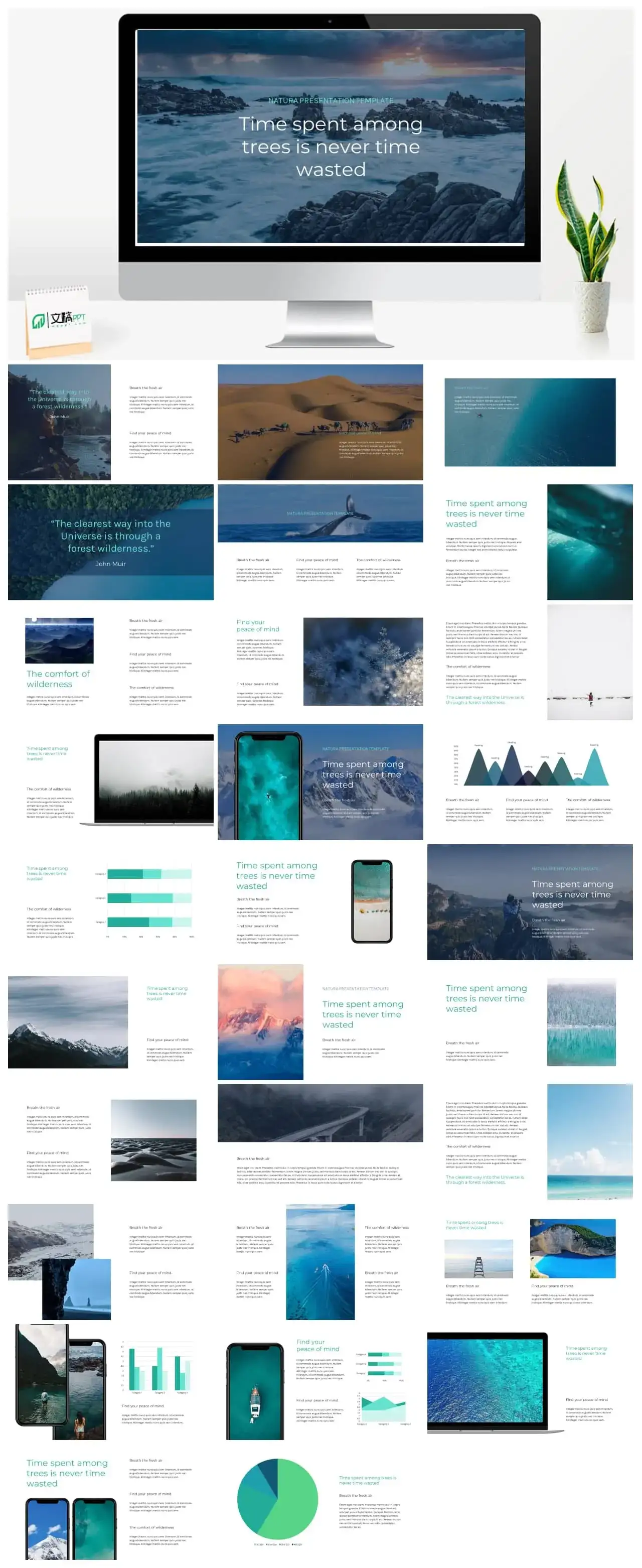 蓝色自然公司介绍PPT模板