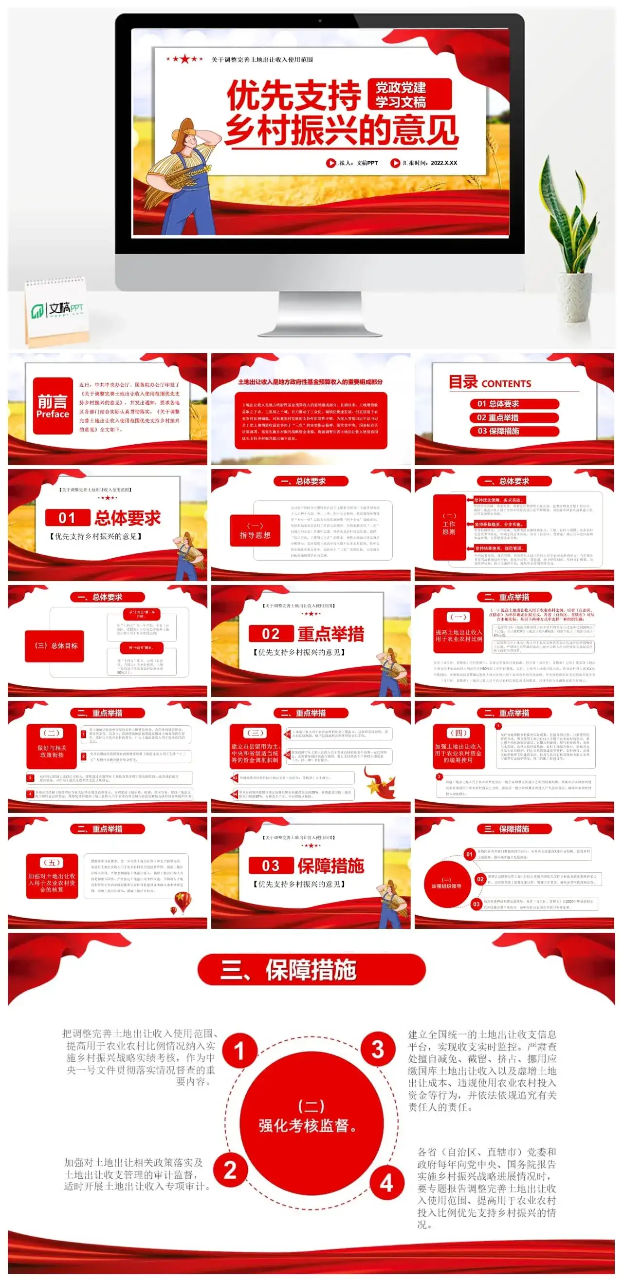 党建优先支持乡村振兴的意见PPT模板