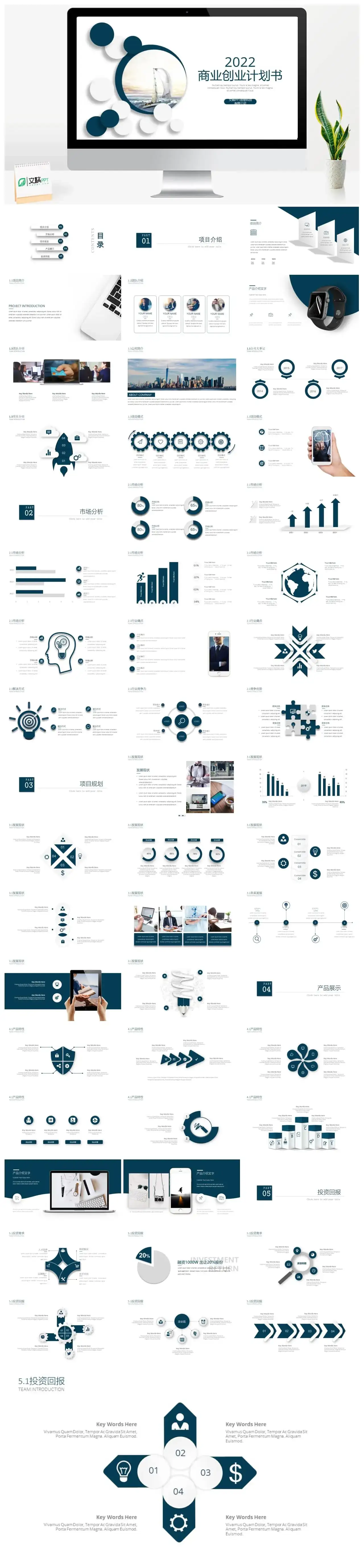 简约创意几何个性商业计划书创业融资项目投资产品介绍PPT模板