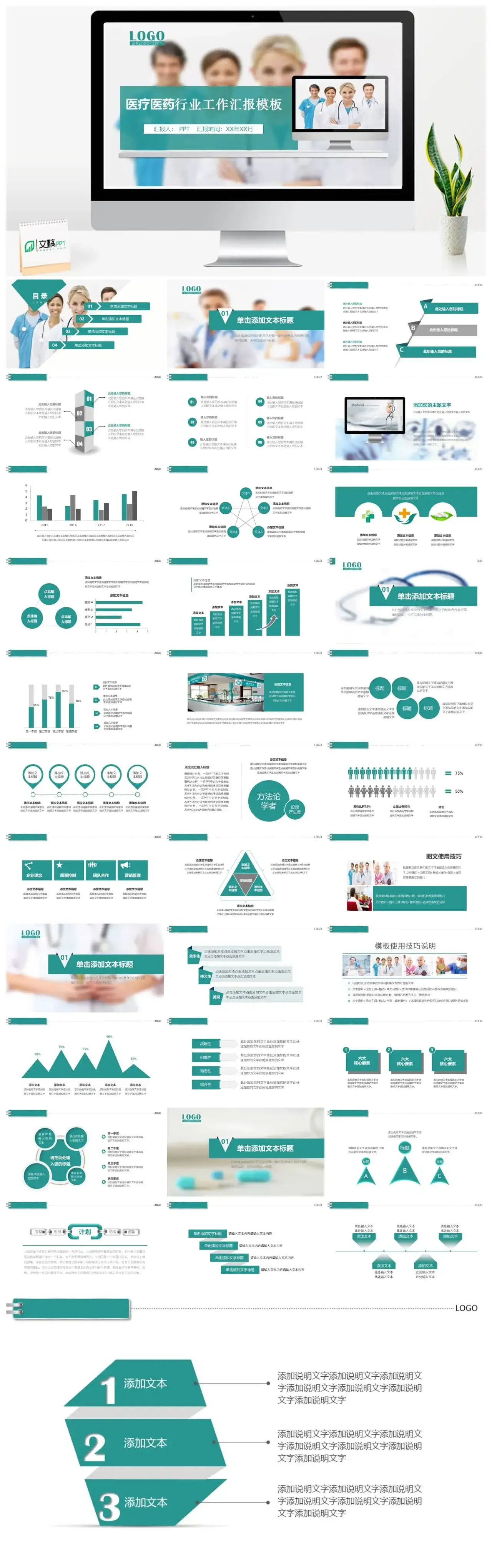 医疗医药行业的工作通用ppt模板