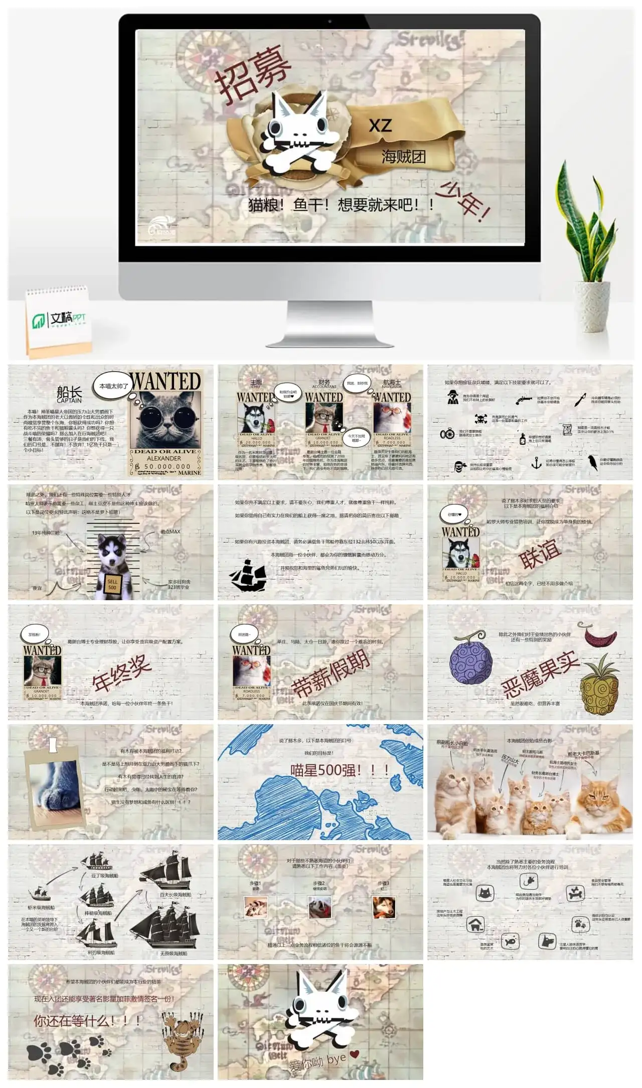猫粮鱼干想要就来吧招募PPT