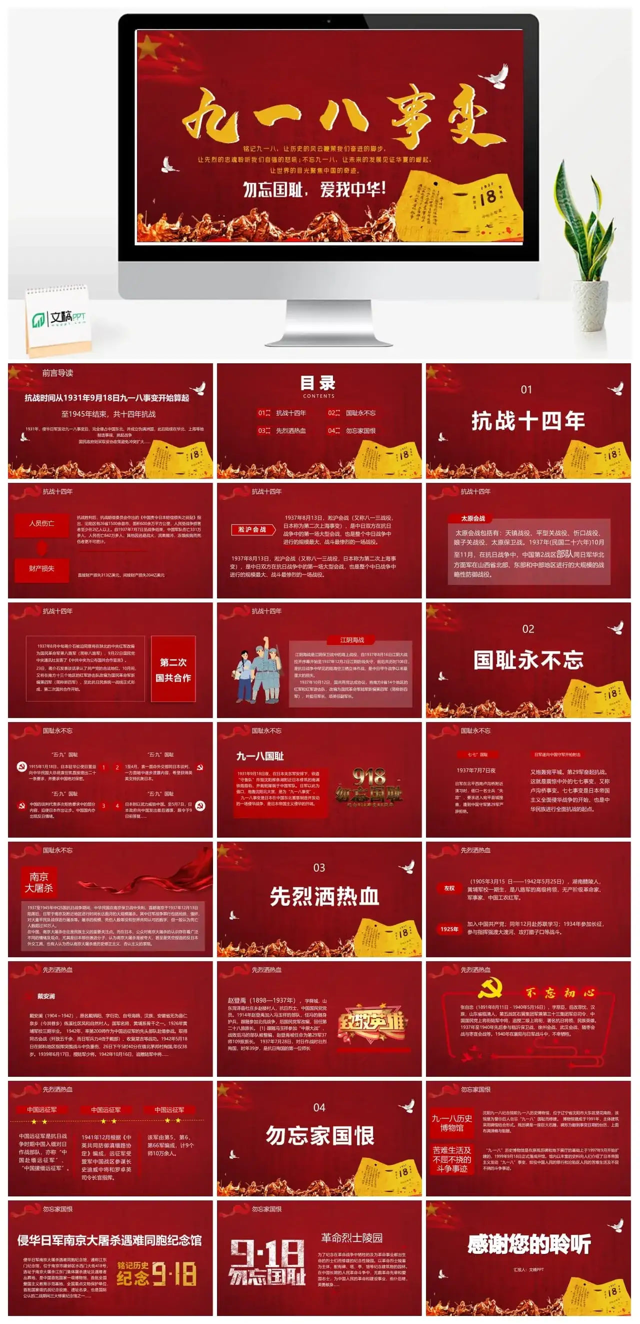 勿忘国耻爱我中华PPT模板