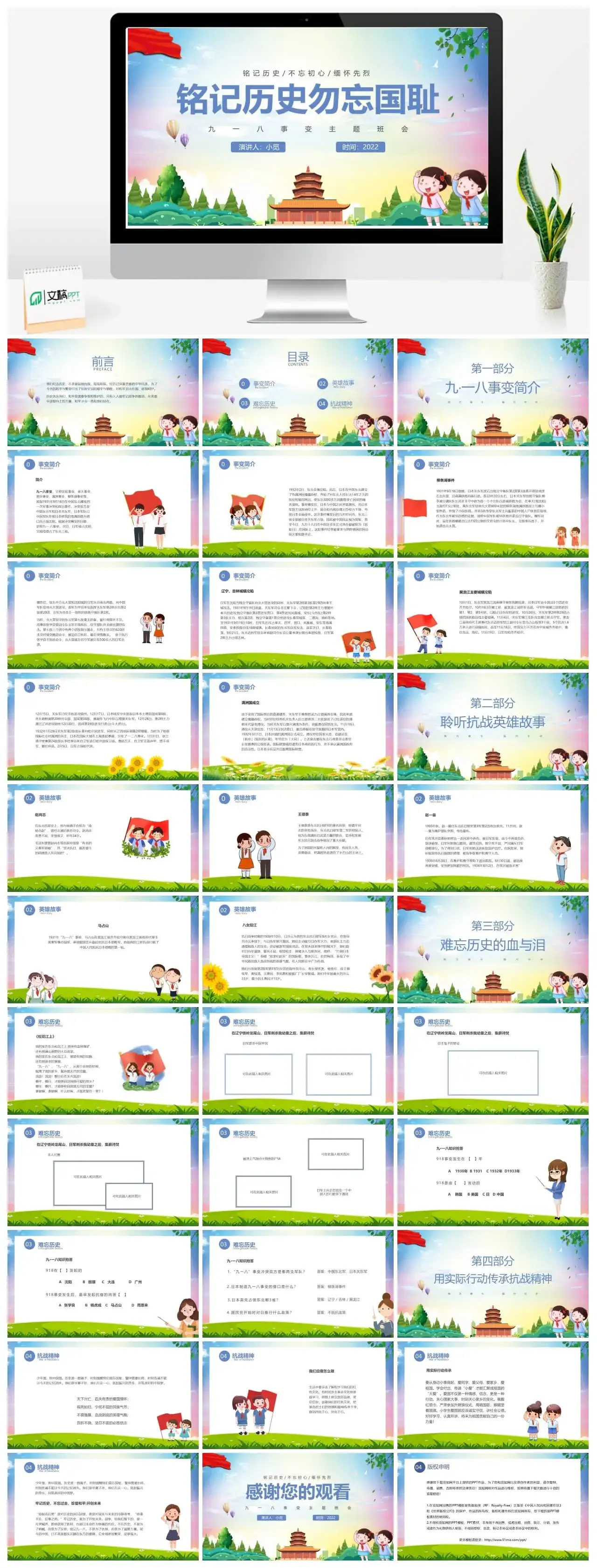 铭记历史勿忘国耻九一八PPT