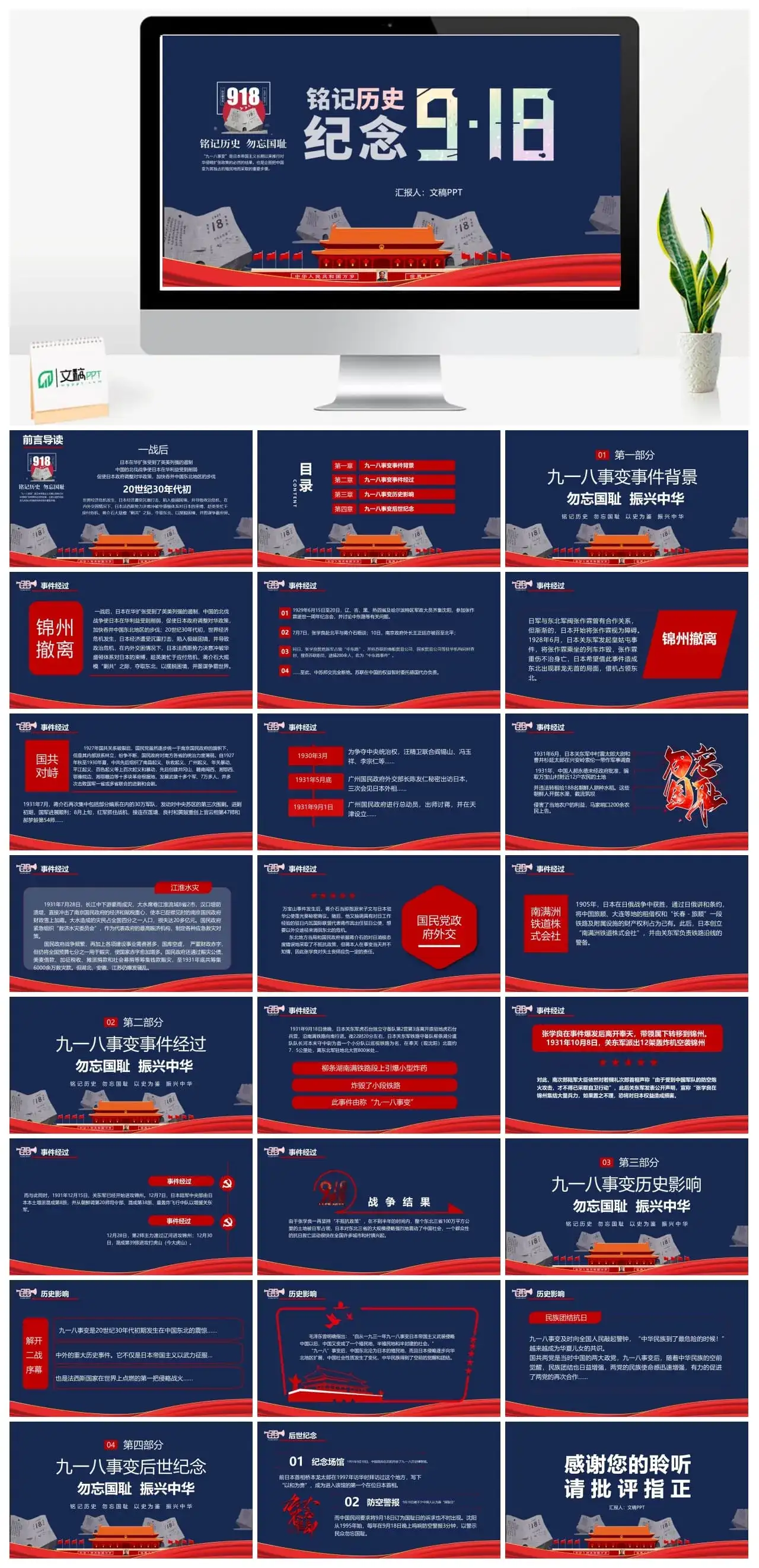 铭记历史牢记918事变PPT
