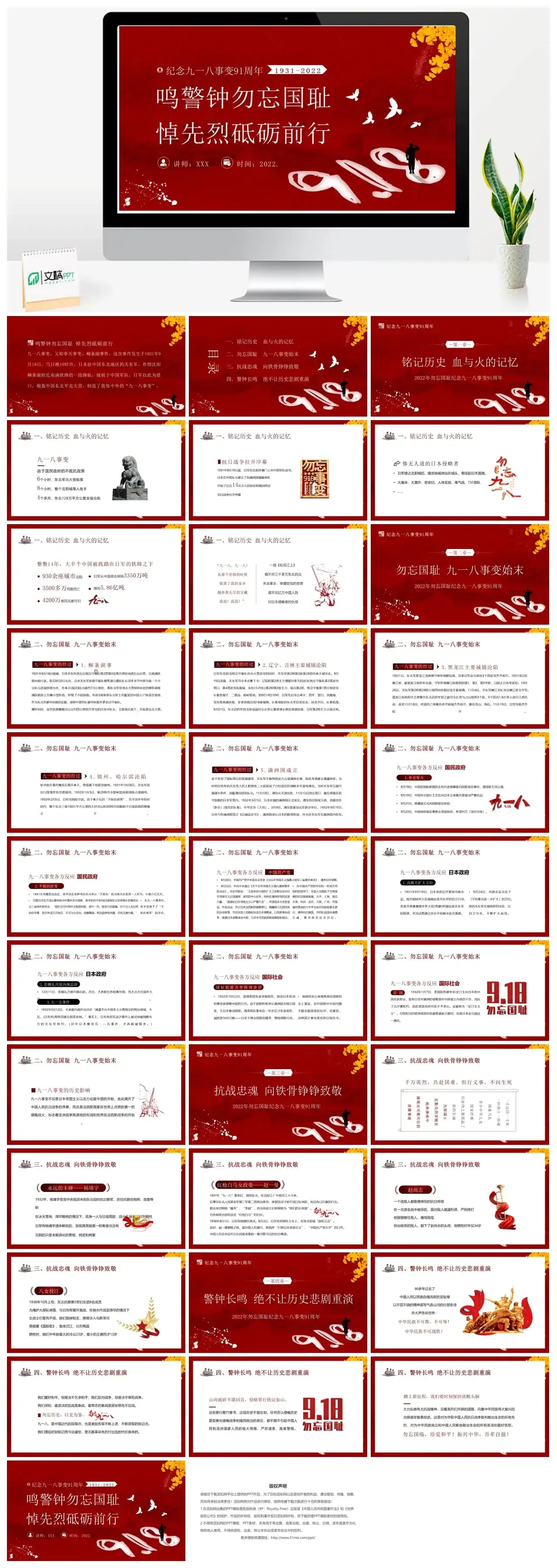 鸣警钟勿忘国耻悼先烈砥砺前行九一八事变PPT