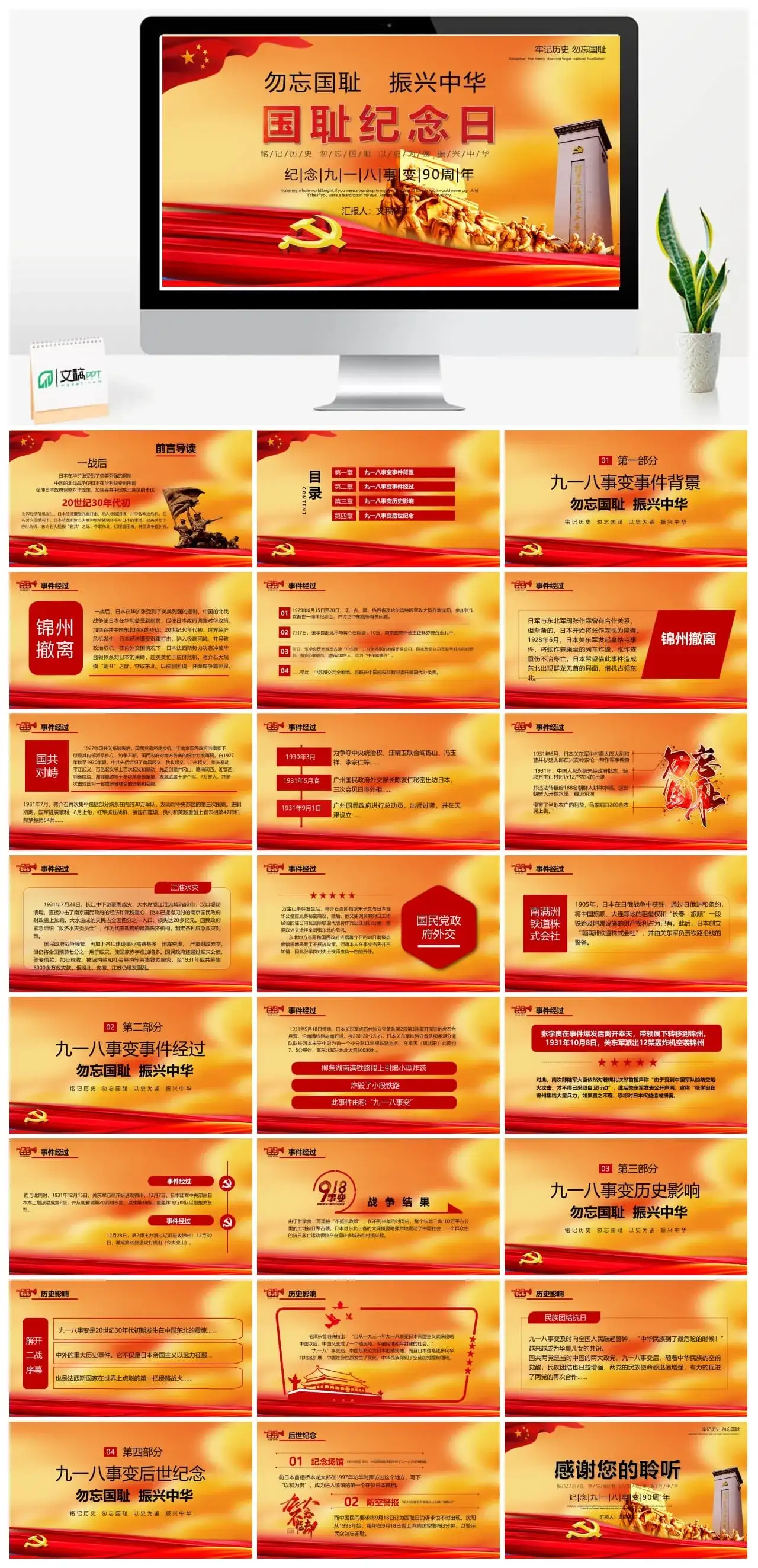 纪念九一八事变周年纪念PPT