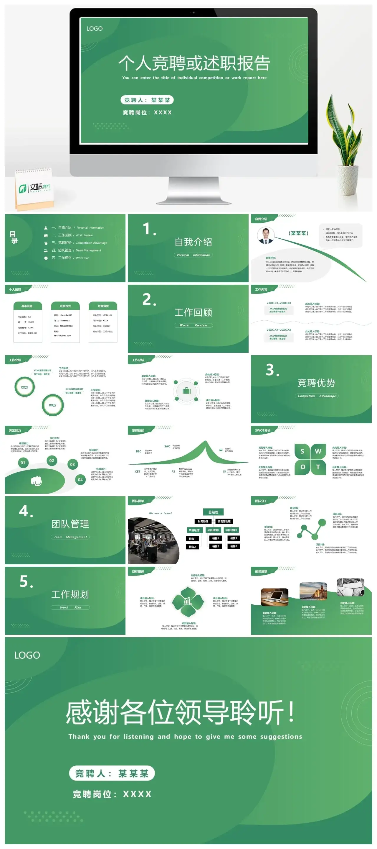 个人竞聘或述职报告ppt模板