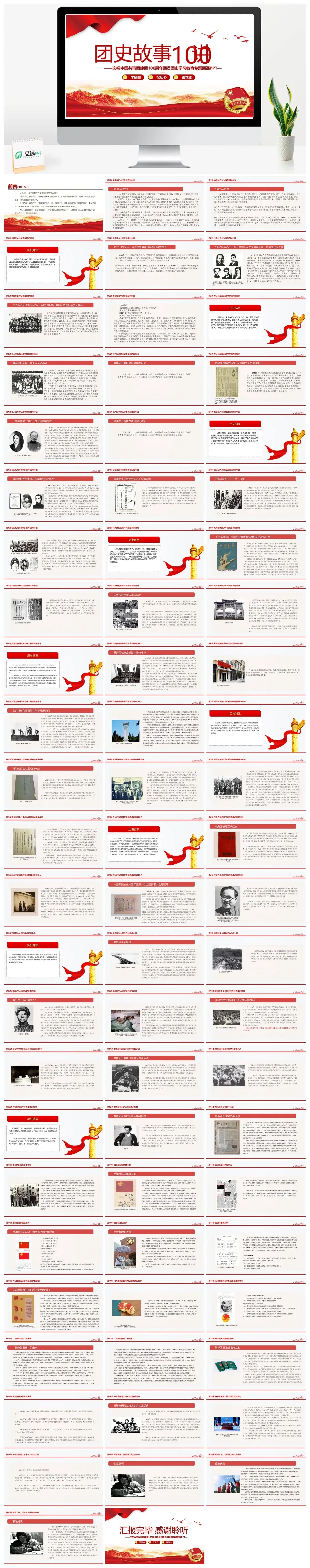 1919-2022团史故事100讲PPT共青团建团100周年团史学习教育专题团课