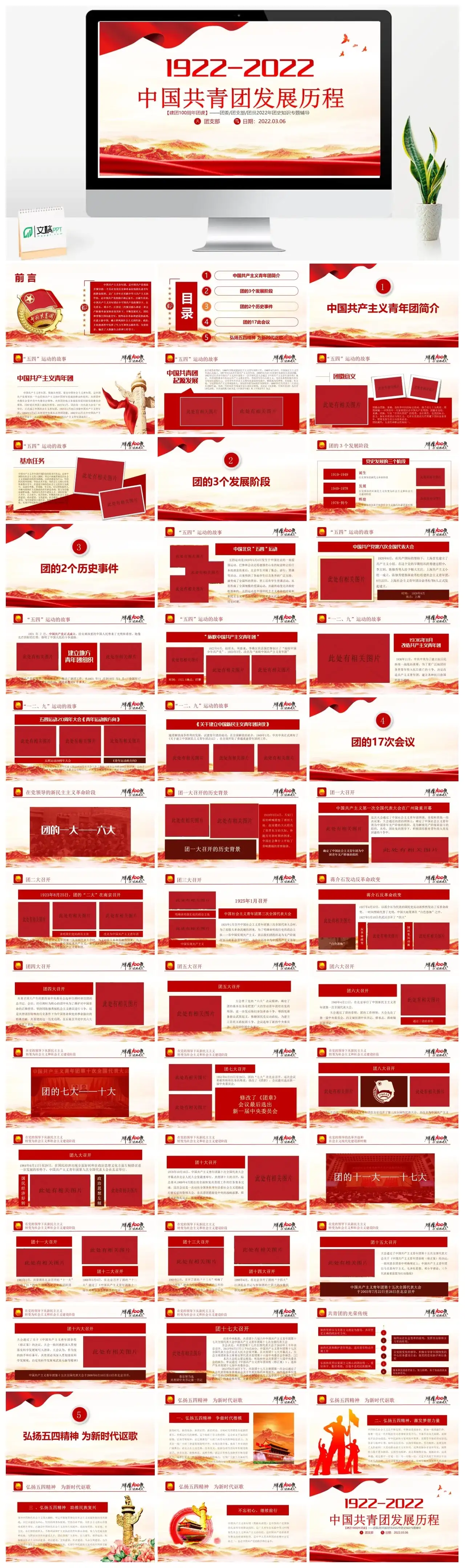 1922-2022中国共青团发展历程PPT