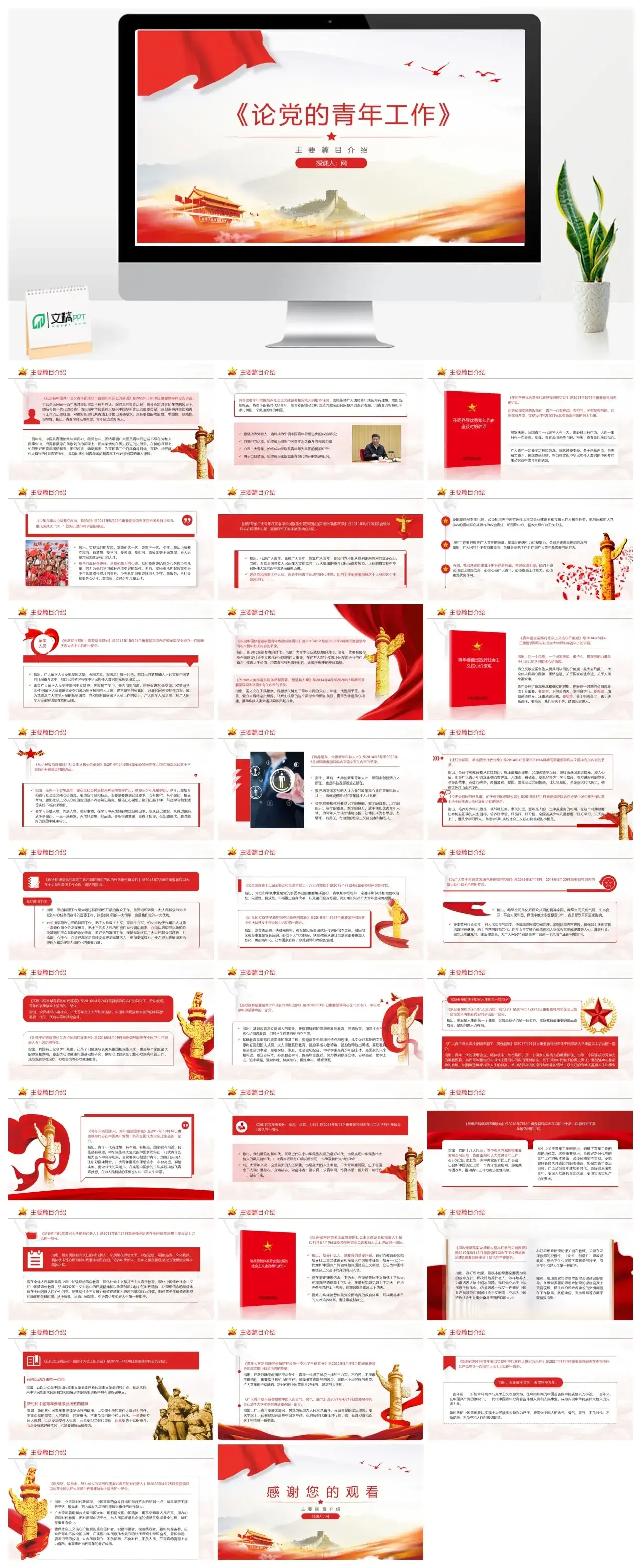 2023论党的青年工作PPT模板