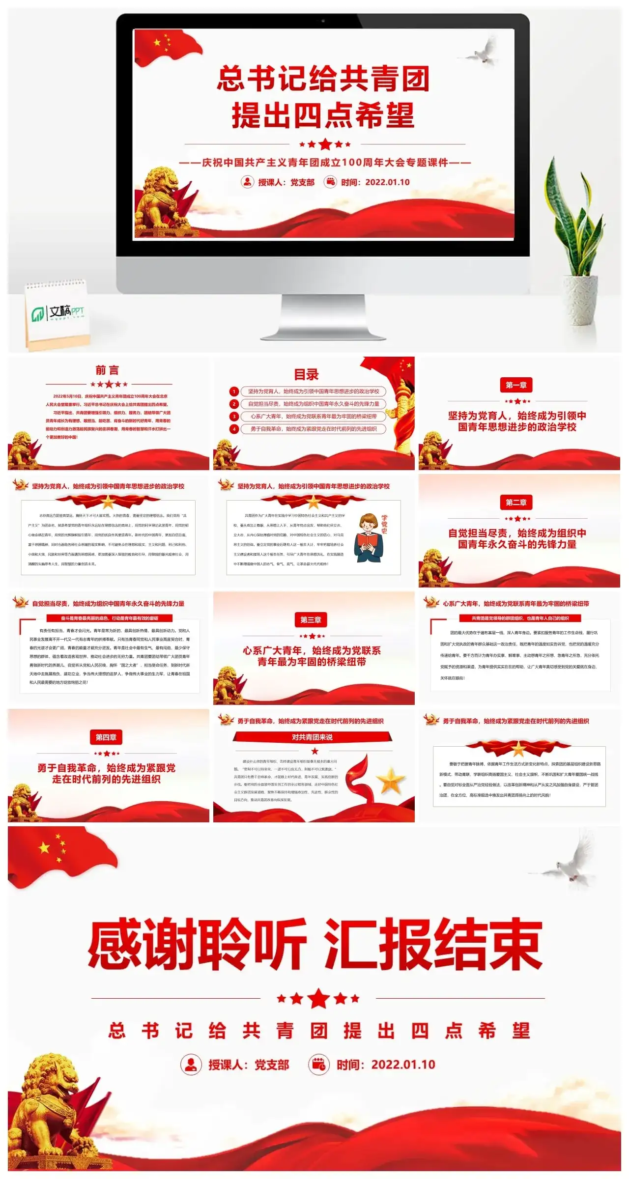 给共青团提出四点希望PPT模板