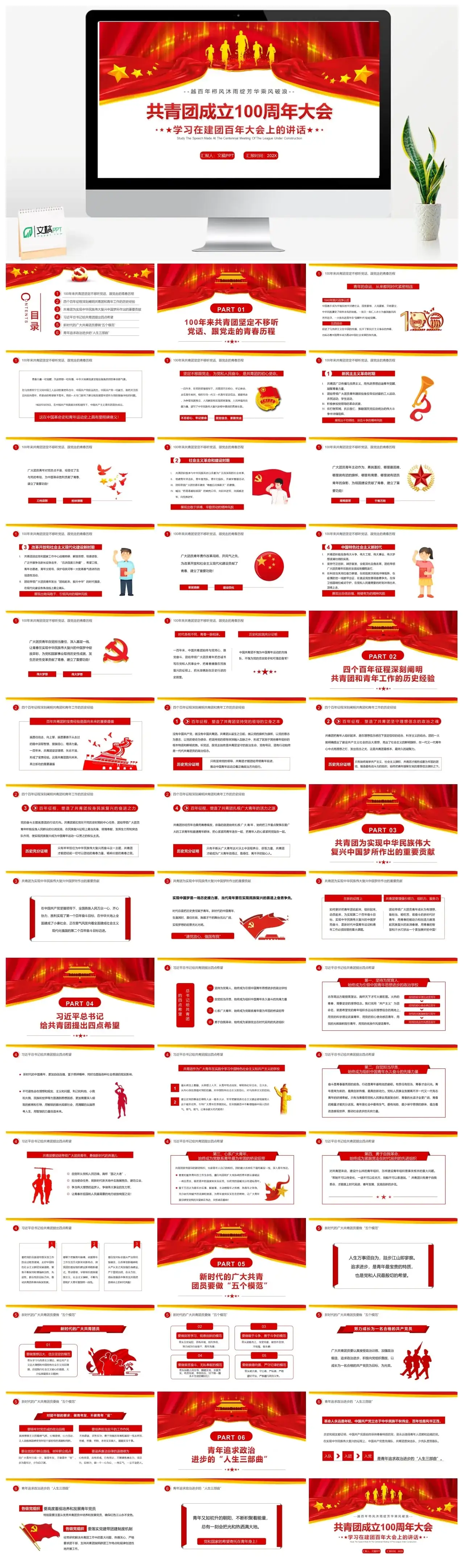 共青团成立100周年大会PPT模板
