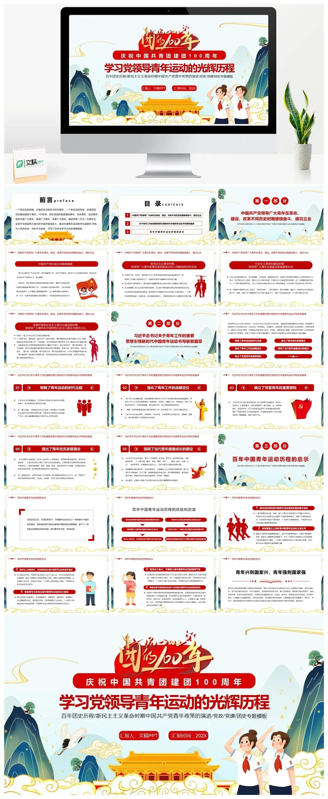 共青团建团100周年专题党课党领导中国青年运动的光辉历程PPT