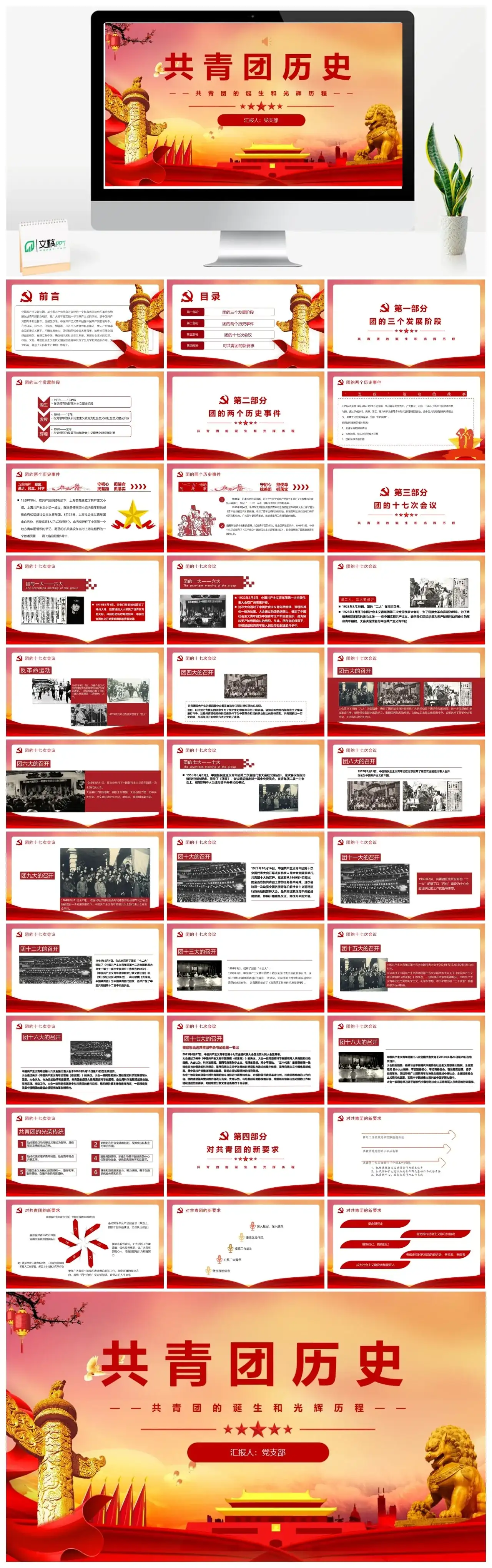 共青团历史PPT模板