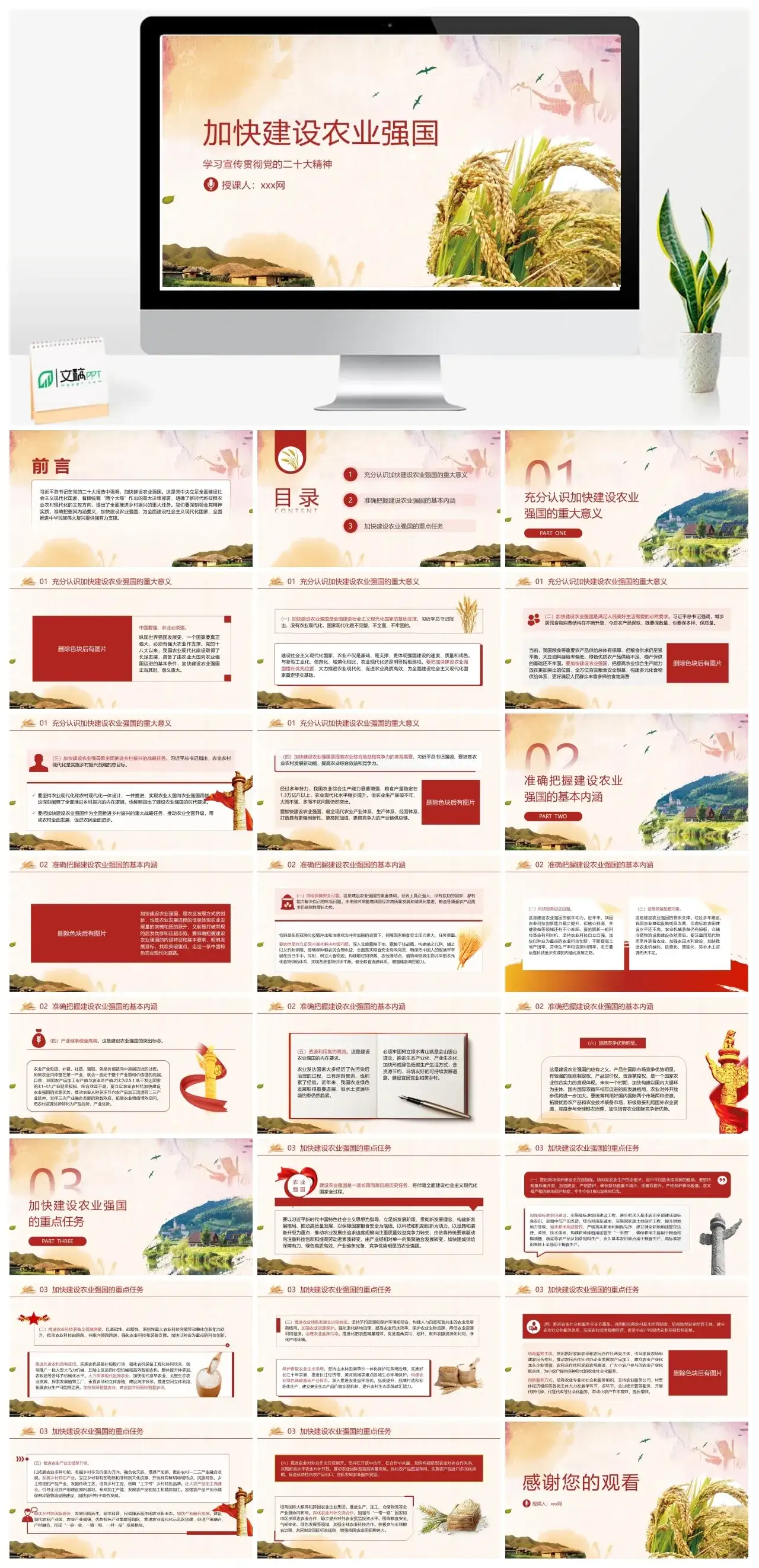 加快建设农业强国农业农村学习PPT模板