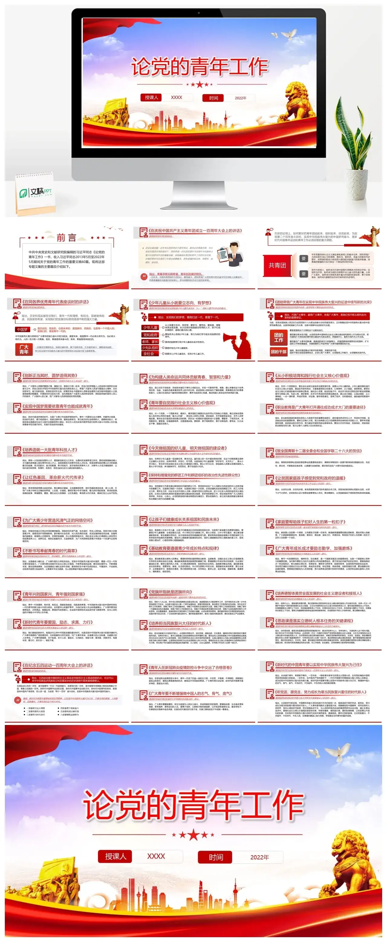 论党的青年工作ppt模板