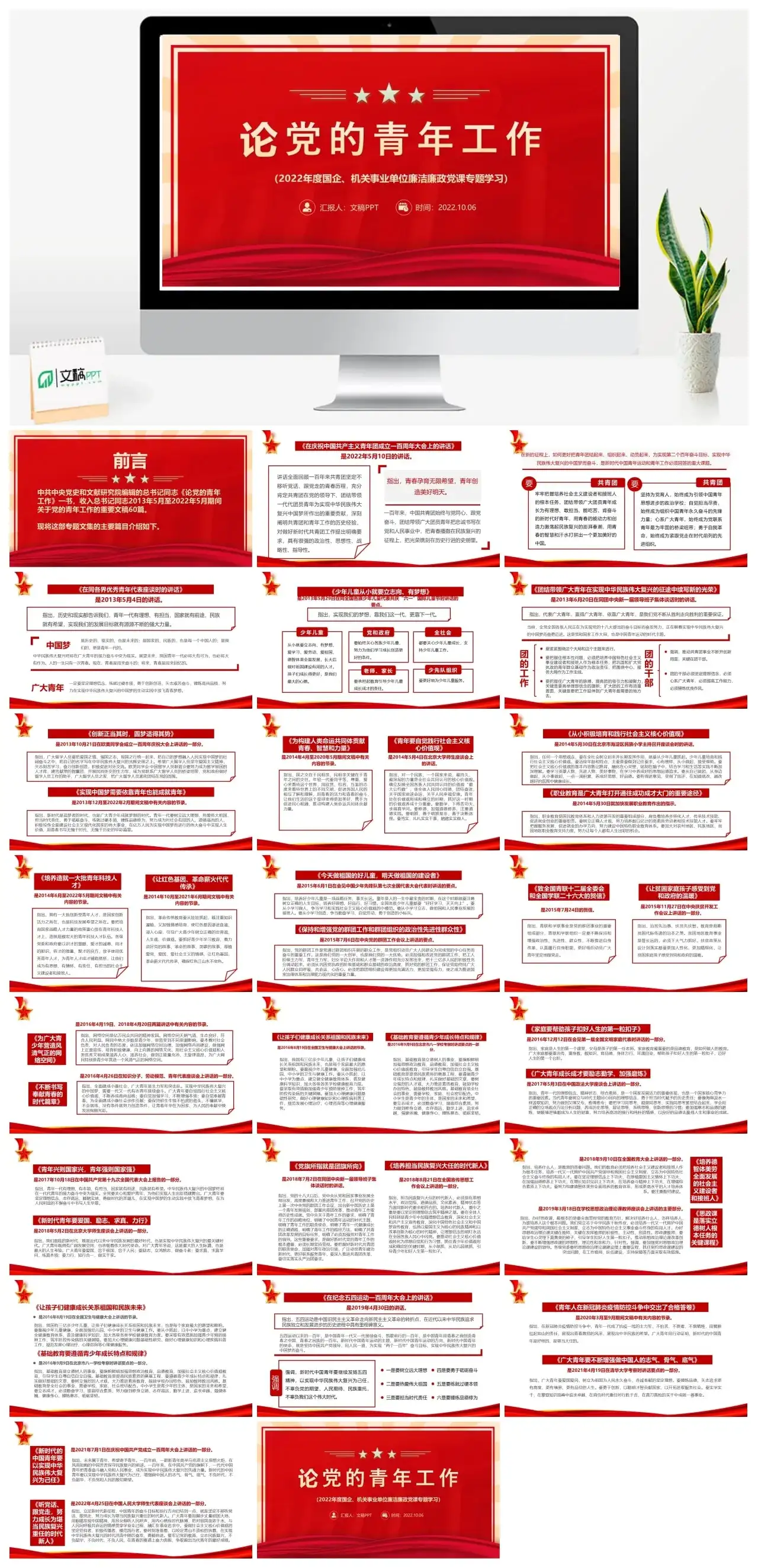 论党的青年工作PP模板PPT模板