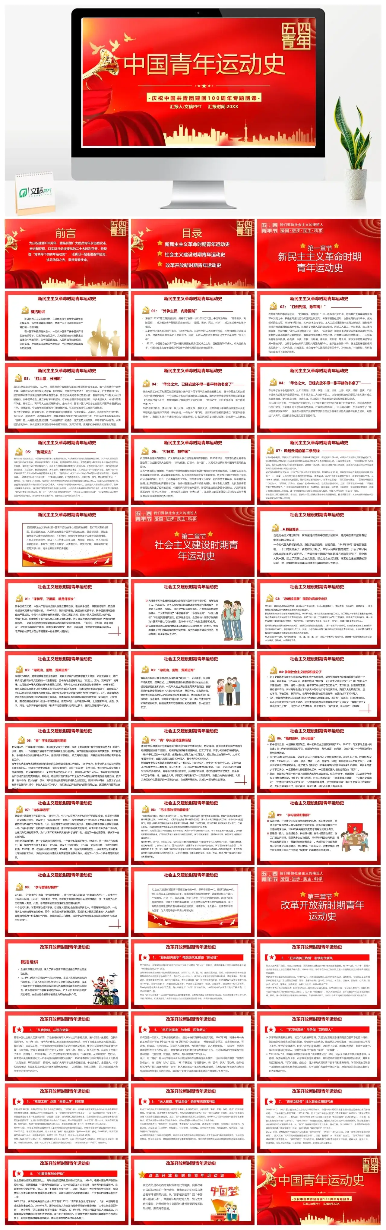 青年运动史的三个时期PPT模板