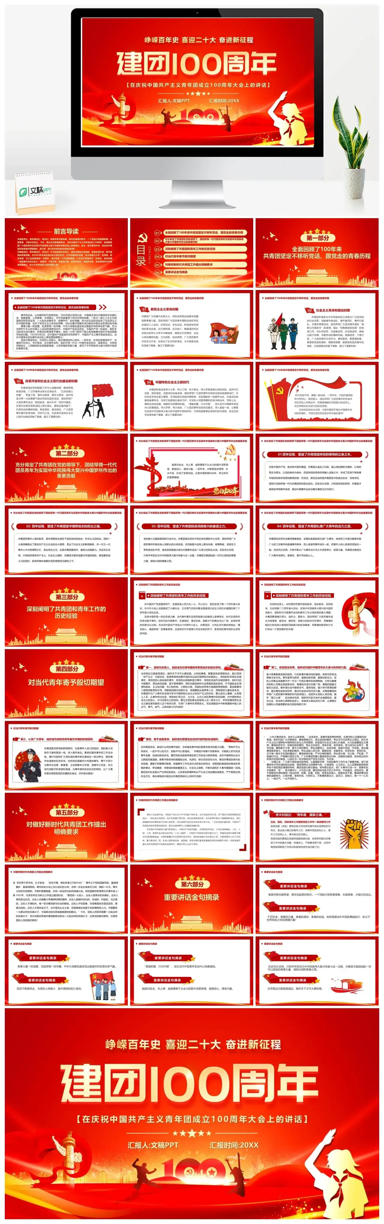 庆祝中国共产主义青年团成立100周年PPT