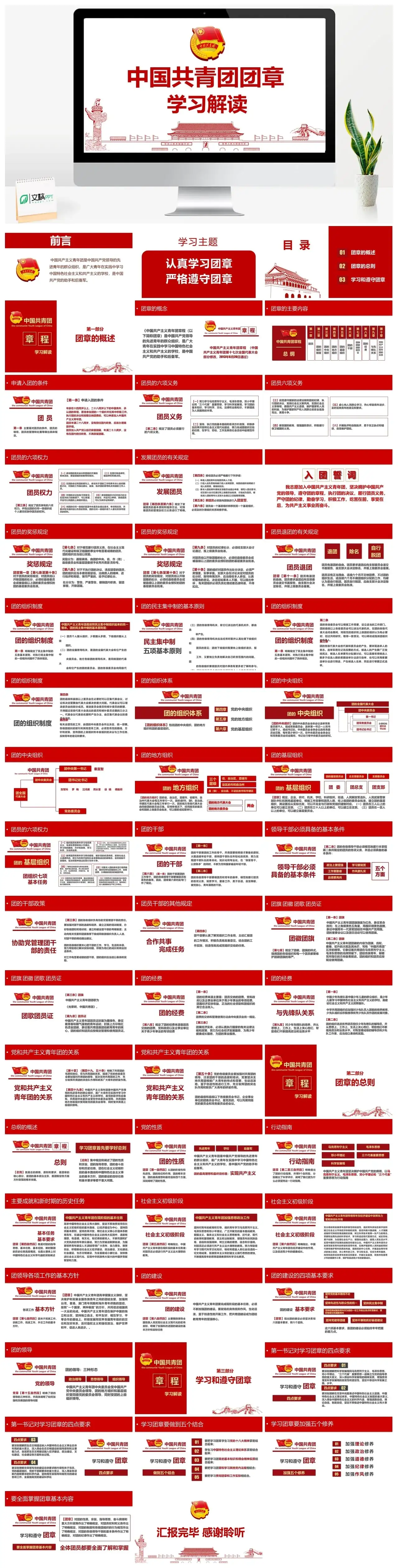 中国共青团团章学习解读PPT模板