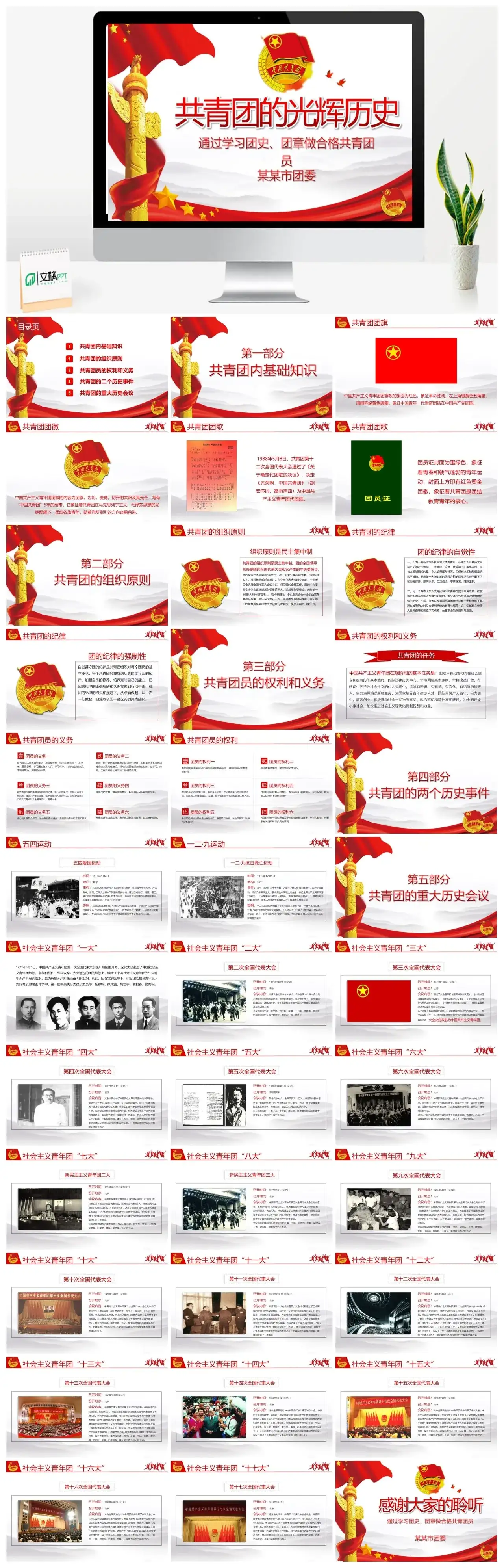 通过学习团史团章做合格共青团员PPT