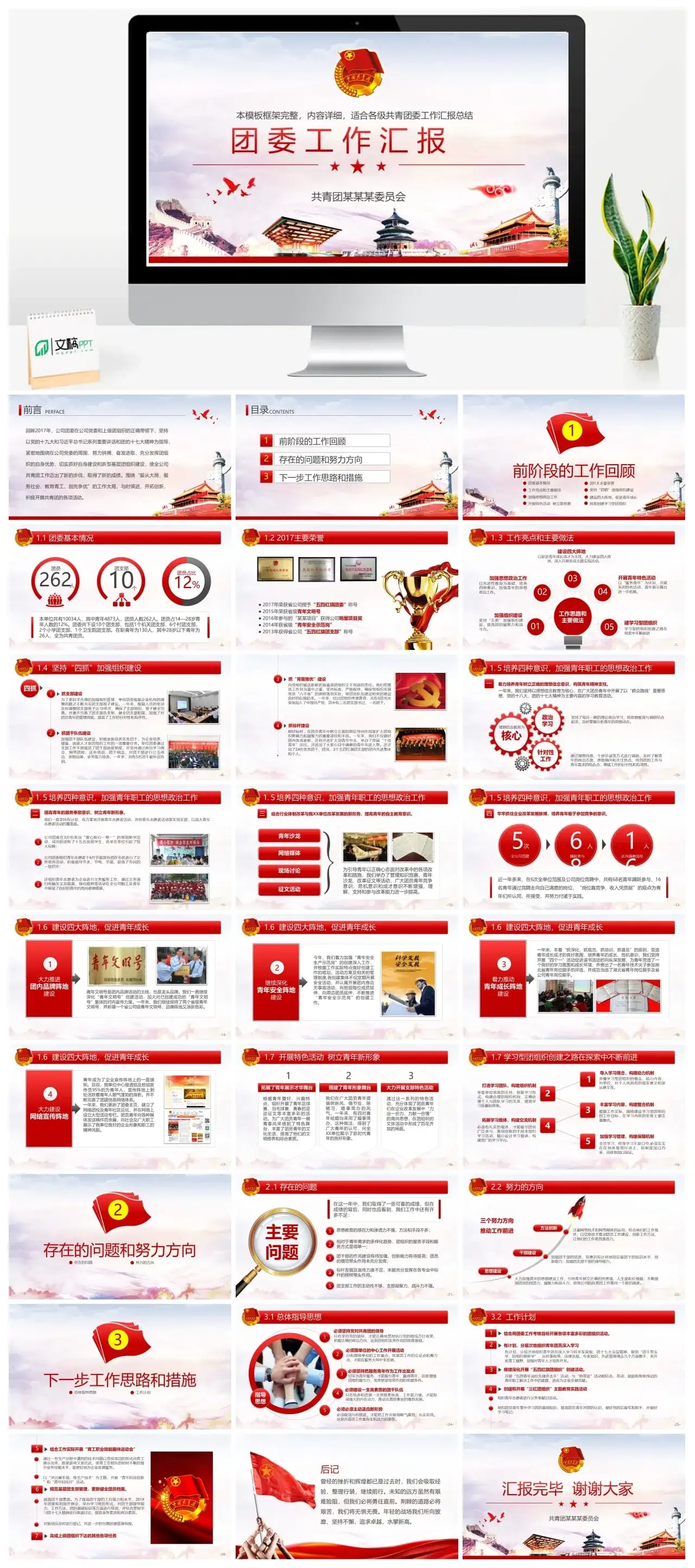 团委工作汇报PPT模板