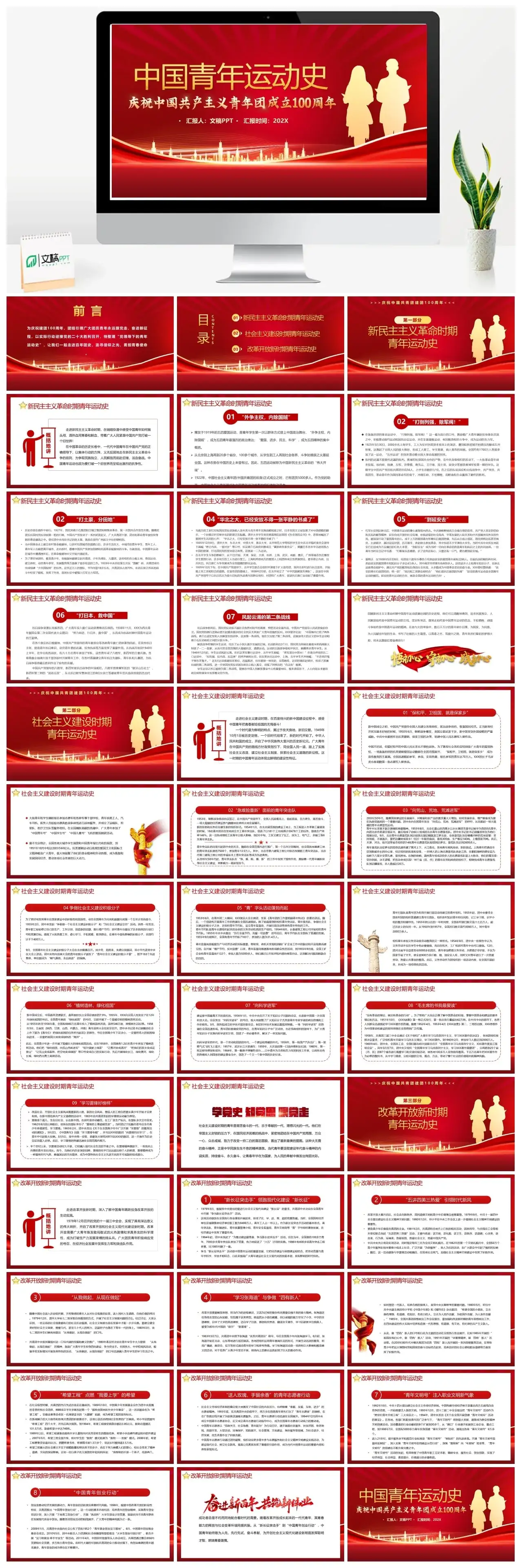 五四青年运动史PPT模板