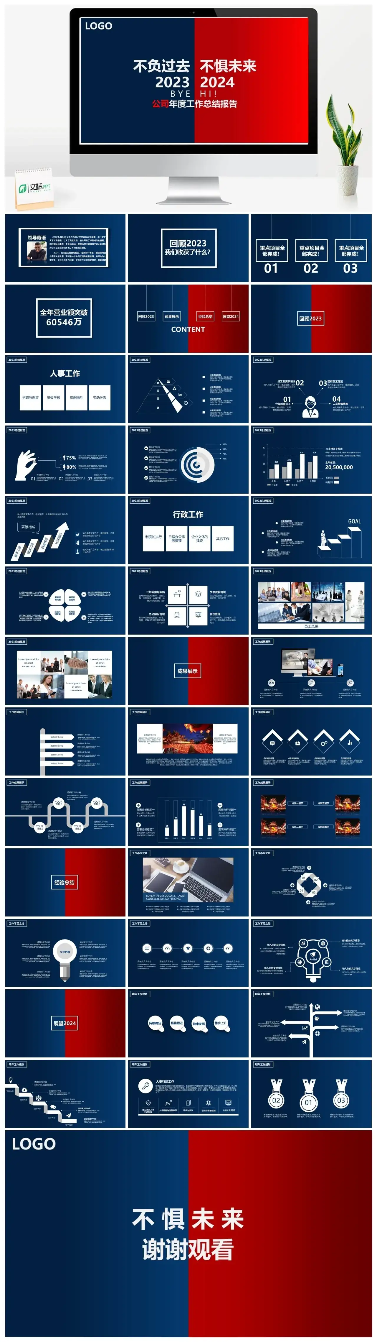 2024不负过去不惧未来年终工作总结公司年度汇报述职报告ppt模板