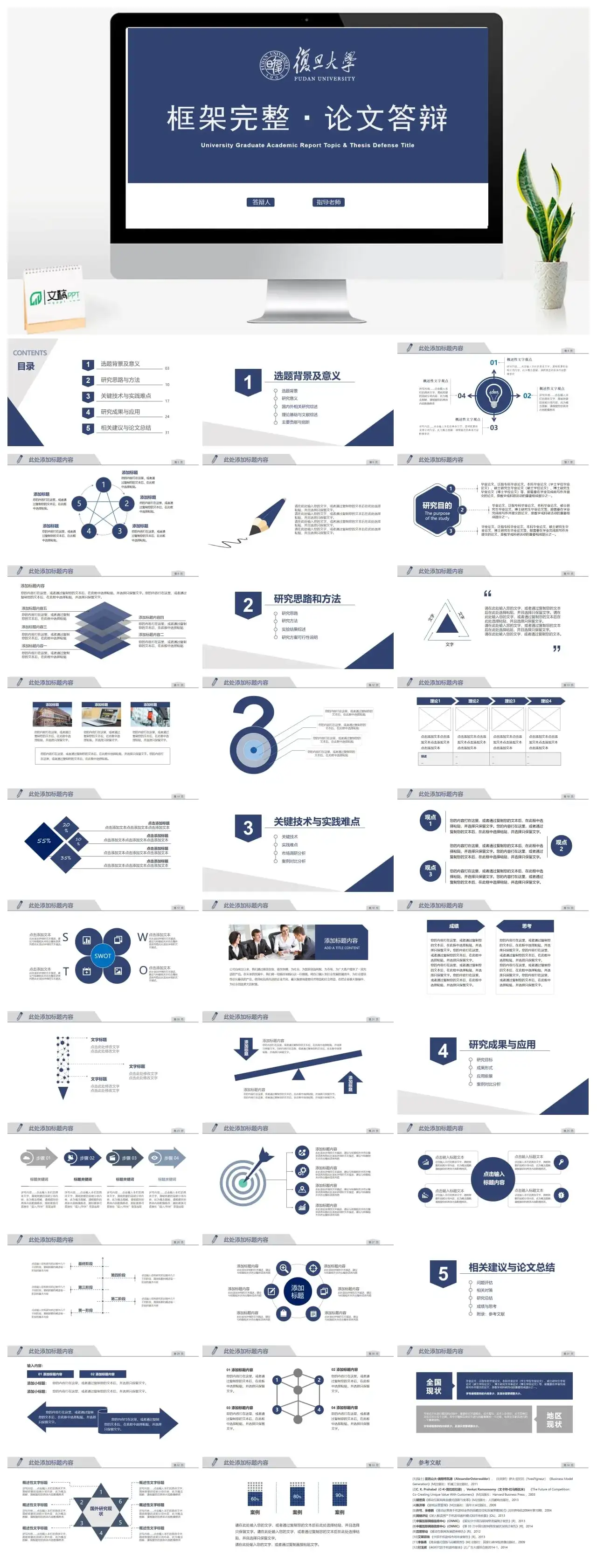 框架完整·论文答辩ppt模板