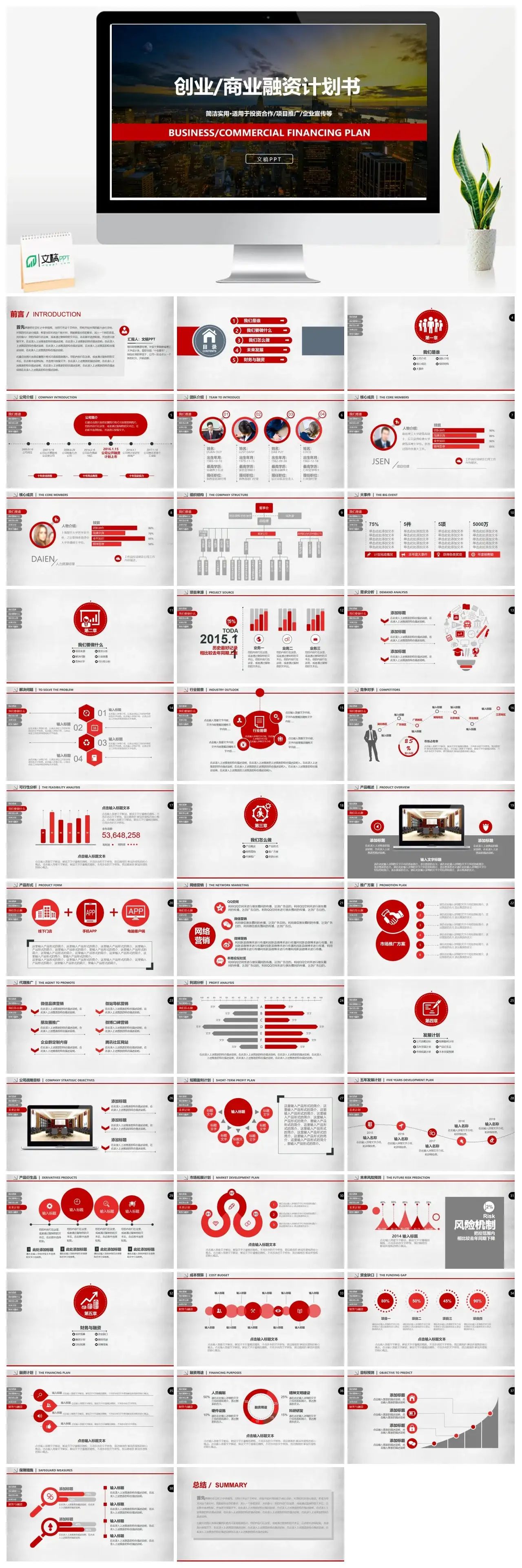 2023大气公司介绍创业商业金融融资PPT模板