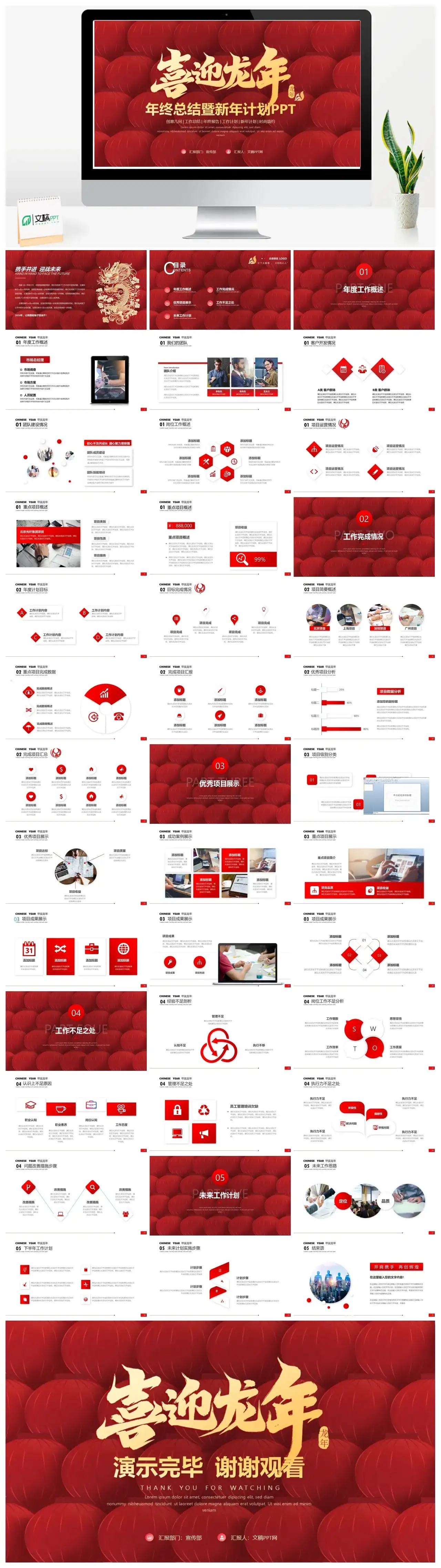 喜迎龙年年终总结暨新年计划PPT