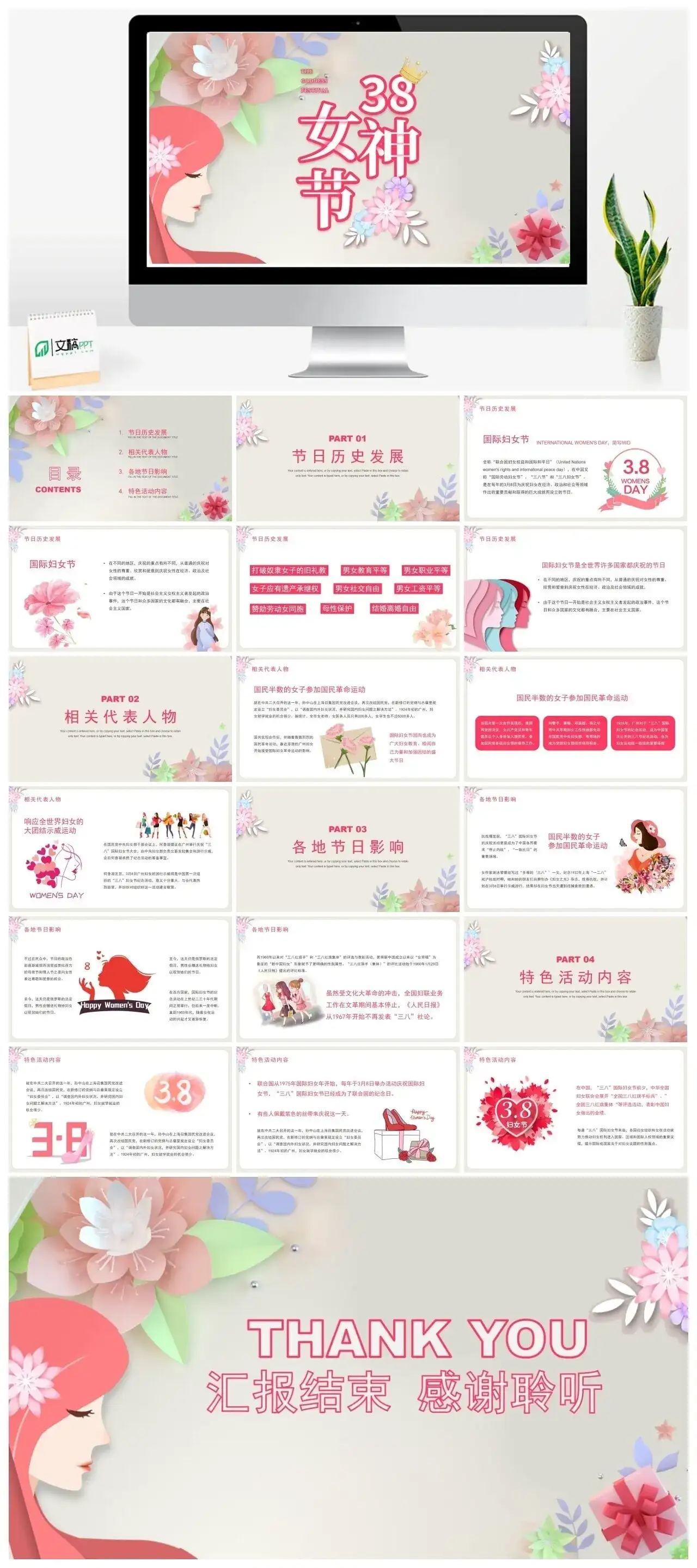 妇女节发展由来PPT模板