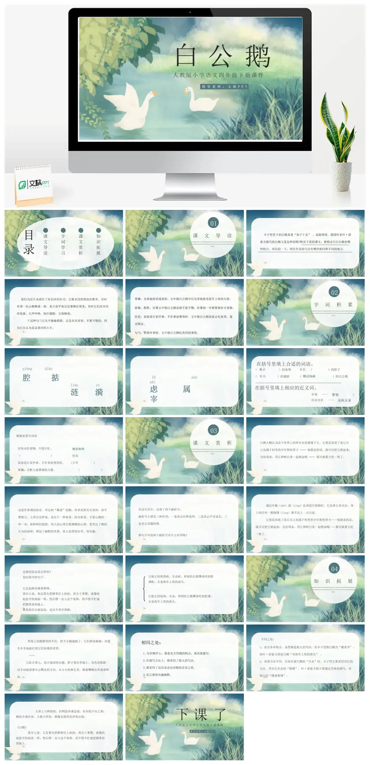 人教版四年级白公鹅1PPT课件