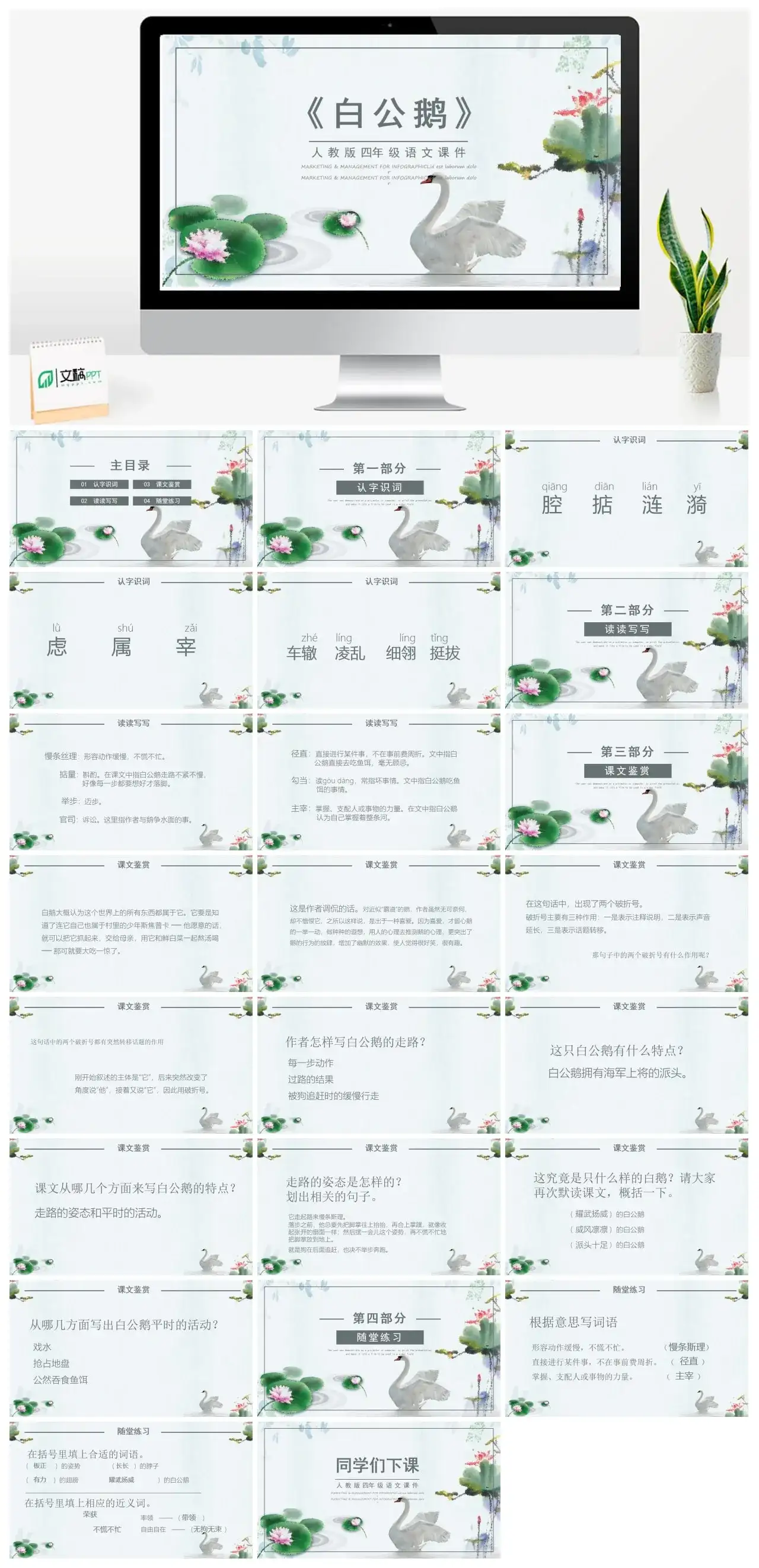 人教版四年级白公鹅2PPT课件
