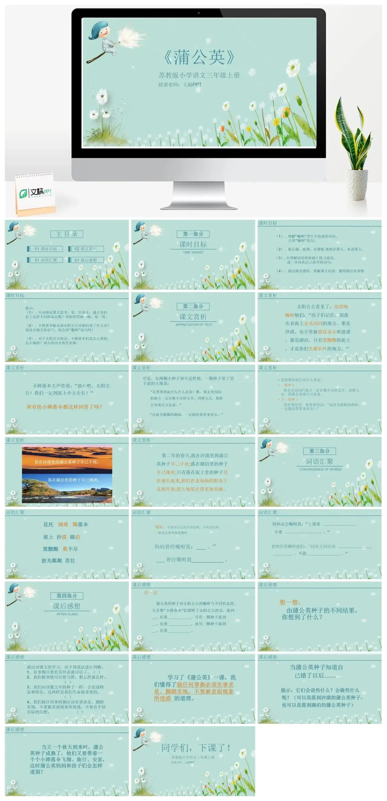 苏教版三年级蒲公英PPT课件