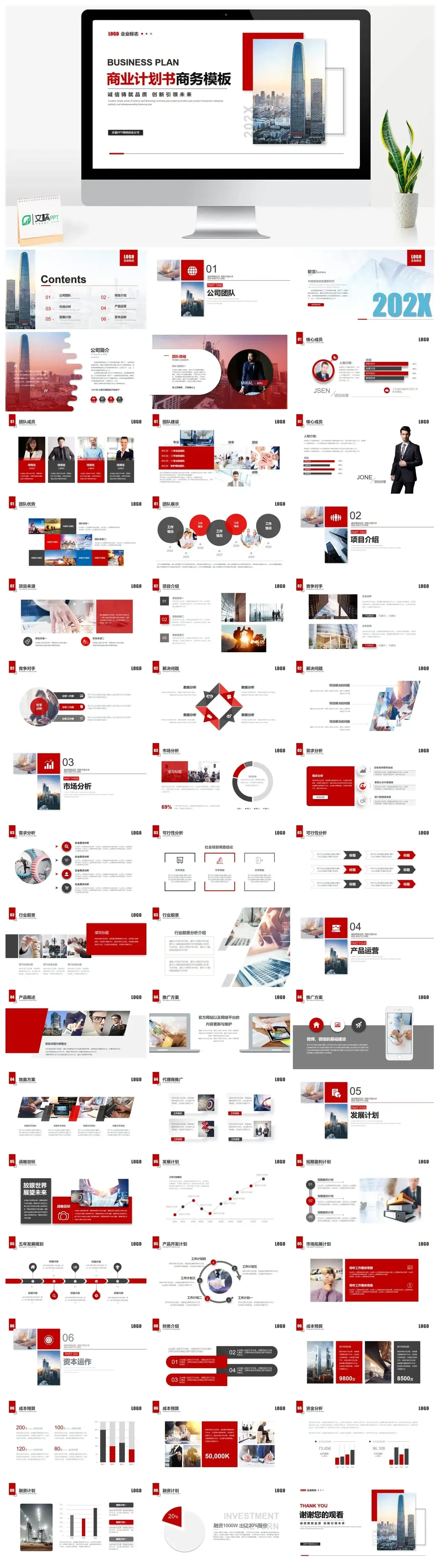 摩天大楼背景的商业计划书PPT模板