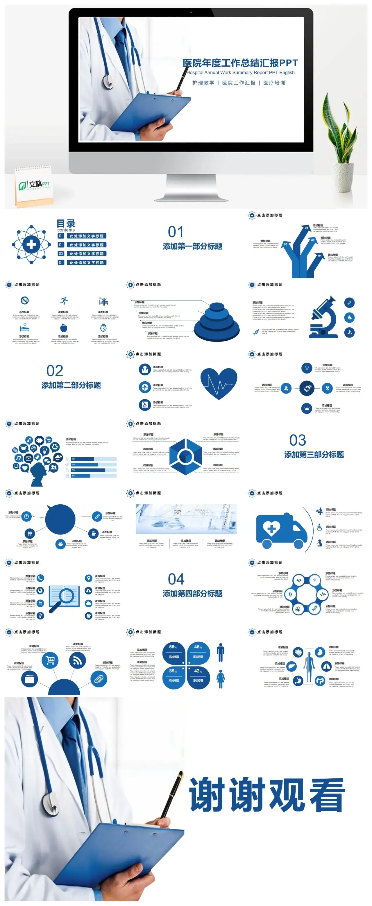 医疗医学总结汇报PPT模板